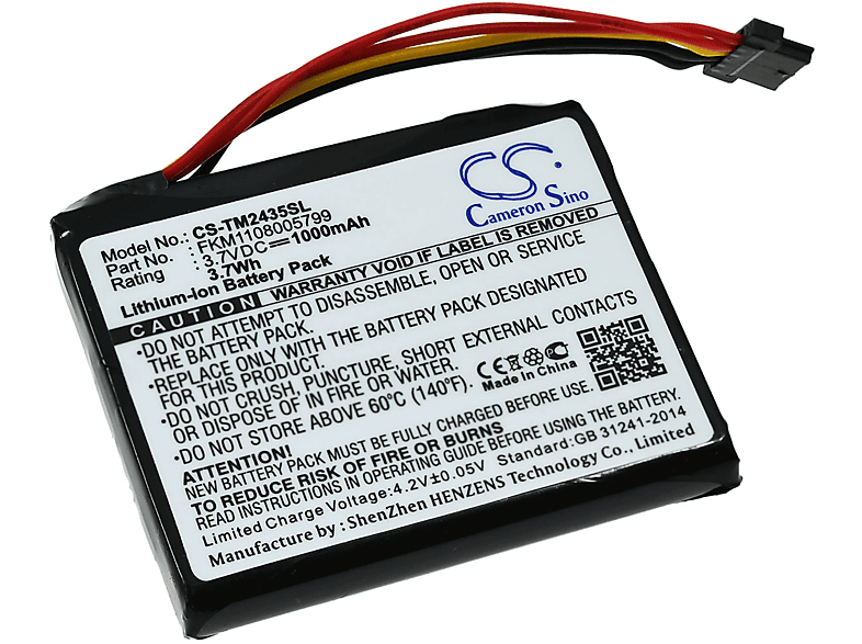 1000mAh 4CS03 Li-Ion 3.7 POWERY TomTom Akku Akku, für Volt,