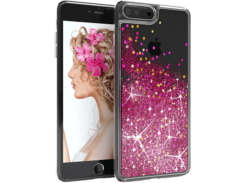8 Pink Apple, Flüssig, iPhone Glitzerhülle EAZY 7 / Plus, CASE Backcover, Plus