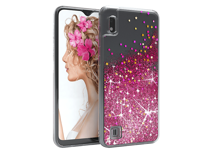 EAZY CASE Samsung, Pink A10, Backcover, Glitzerhülle Galaxy Flüssig