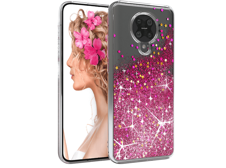 EAZY CASE Glitzerhülle F2 Flüssig, Backcover, Poco Pink Xiaomi, K30 / Pro, Redmi Pro