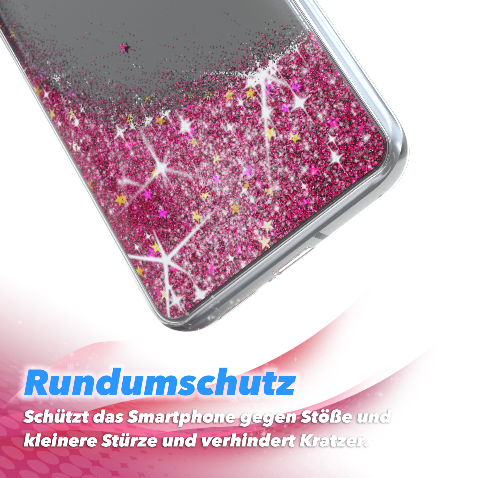 EAZY CASE Glitzerhülle Flüssig, Poco F2 K30 Pink Pro, Pro / Redmi Xiaomi, Backcover