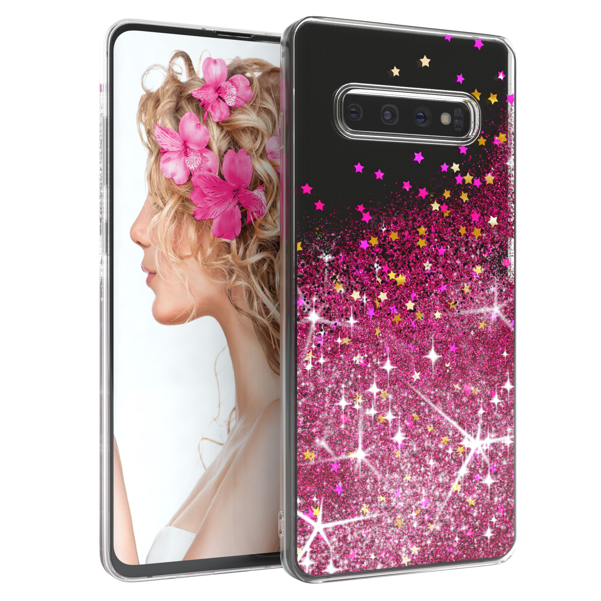 EAZY CASE Glitzerhülle Flüssig, Galaxy Samsung, Plus, Pink S10 Backcover