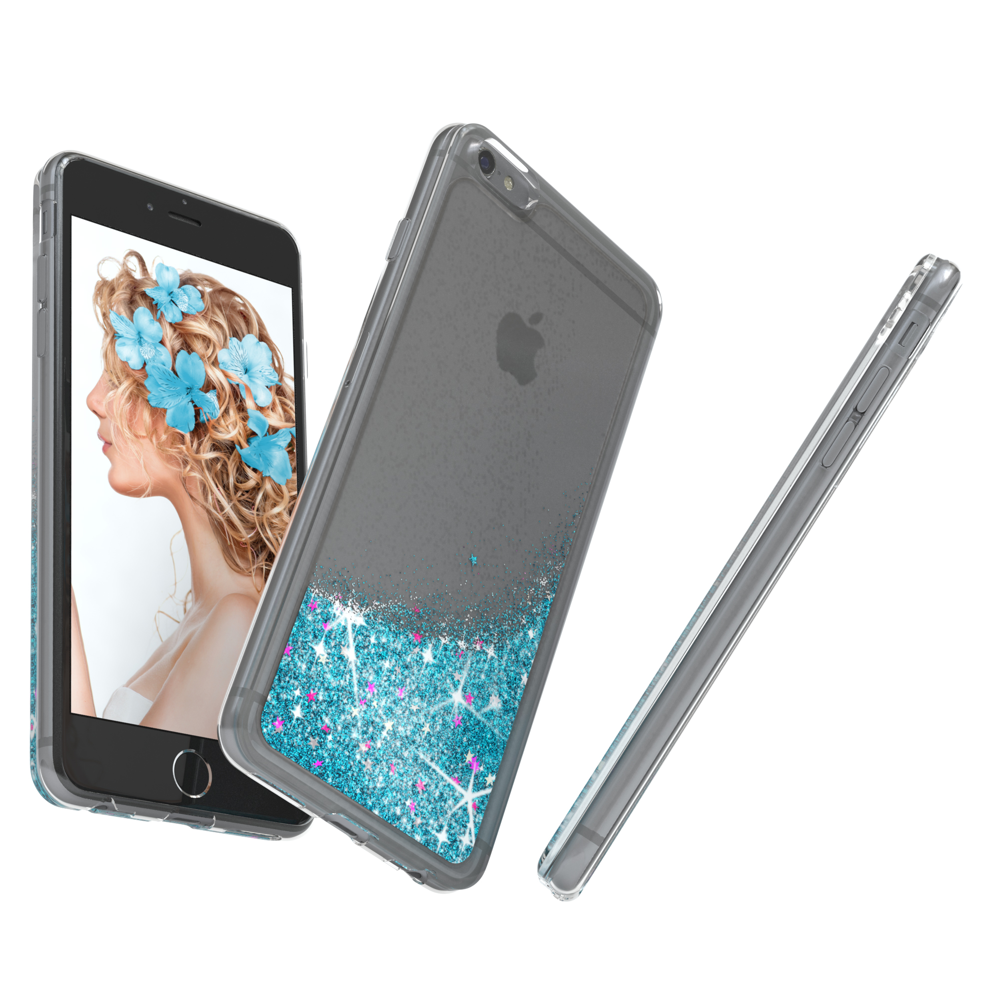 EAZY CASE Flüssig, Apple, Backcover, / Glitzerhülle Blau 6 6S, iPhone
