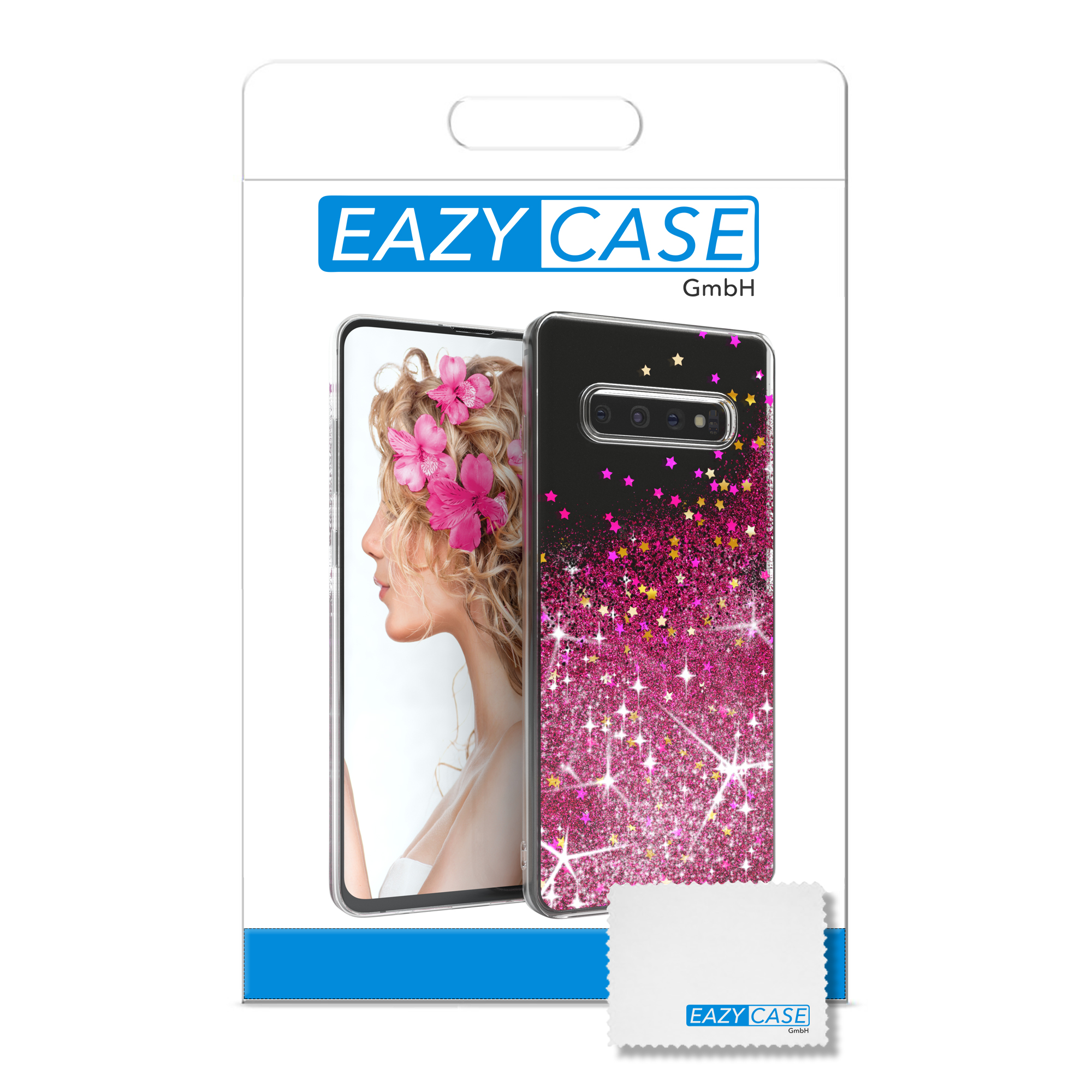 Pink Samsung, CASE EAZY Glitzerhülle Flüssig, Backcover, S10 Plus, Galaxy