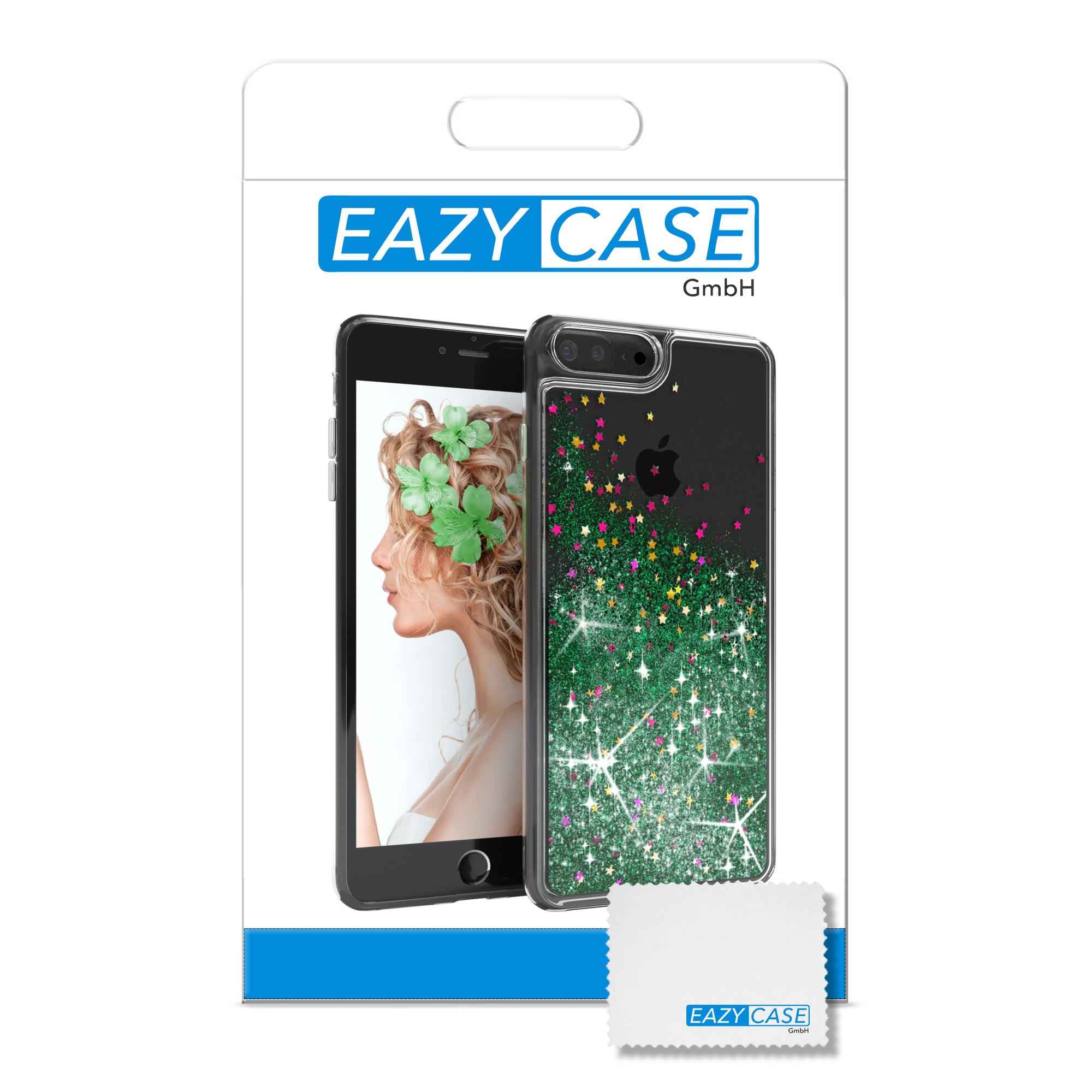 iPhone 7 Flüssig, Backcover, Plus, / EAZY Grün Apple, 8 Glitzerhülle Plus CASE