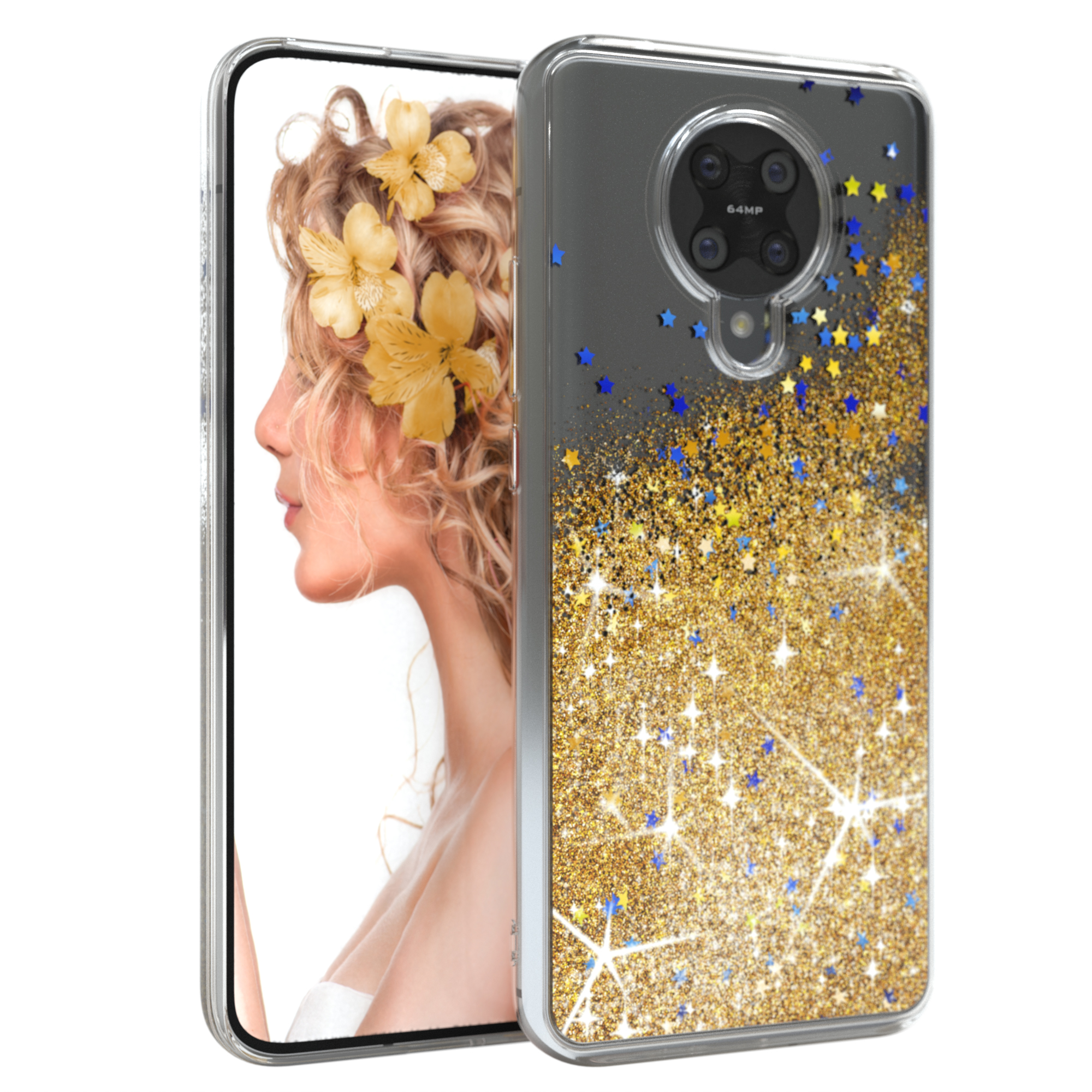 Backcover, Pro, Xiaomi, Pro EAZY Flüssig, F2 Redmi Gold / CASE K30 Glitzerhülle Poco