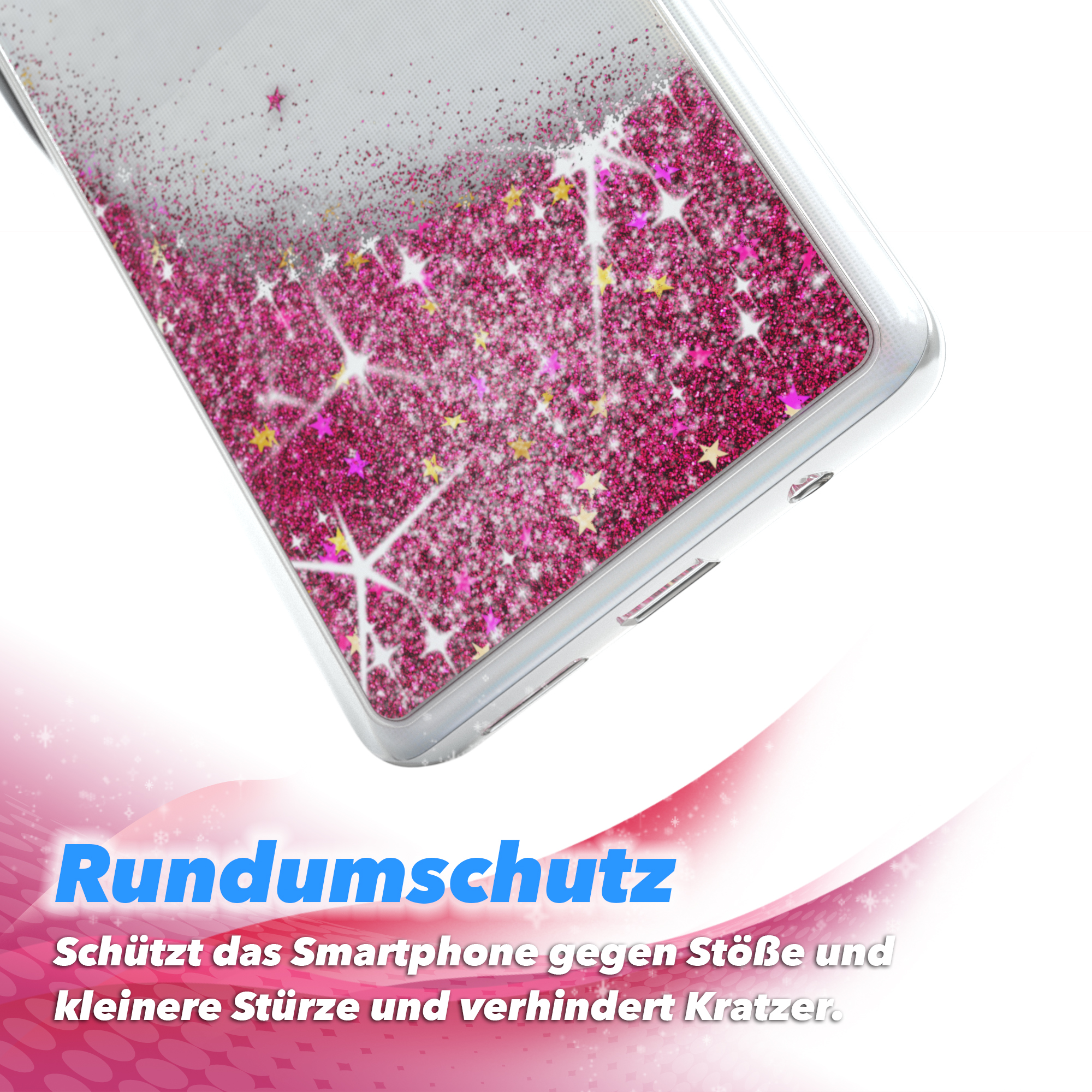 EAZY CASE Glitzerhülle Flüssig, Backcover, Pink 5G, Samsung, Galaxy A42