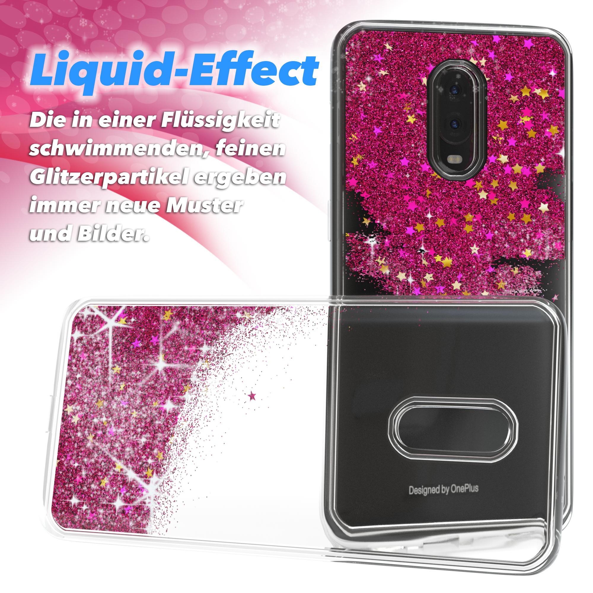 EAZY CASE Glitzerhülle Flüssig, Backcover, Plus Pink 6T, One OnePlus