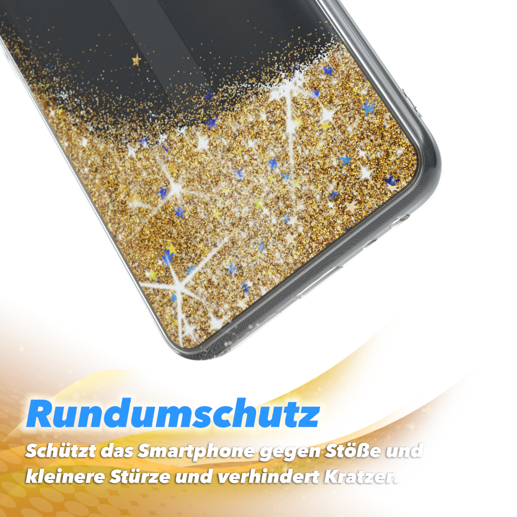 Glitzerhülle Gold CASE Xiaomi, Flüssig, EAZY Redmi Backcover, 8a,
