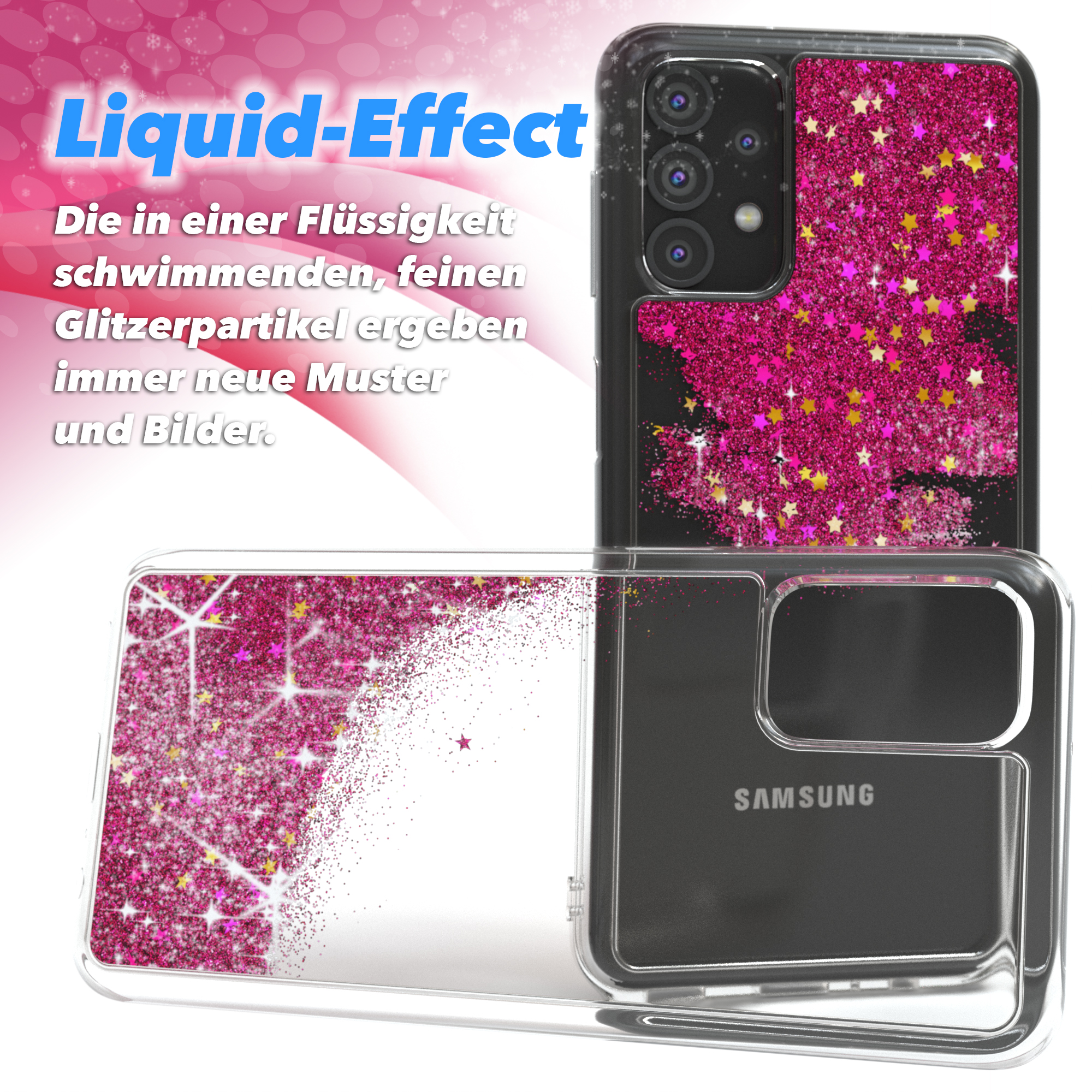 EAZY CASE Glitzerhülle Flüssig, Backcover, Samsung, Galaxy A32 5G, Pink