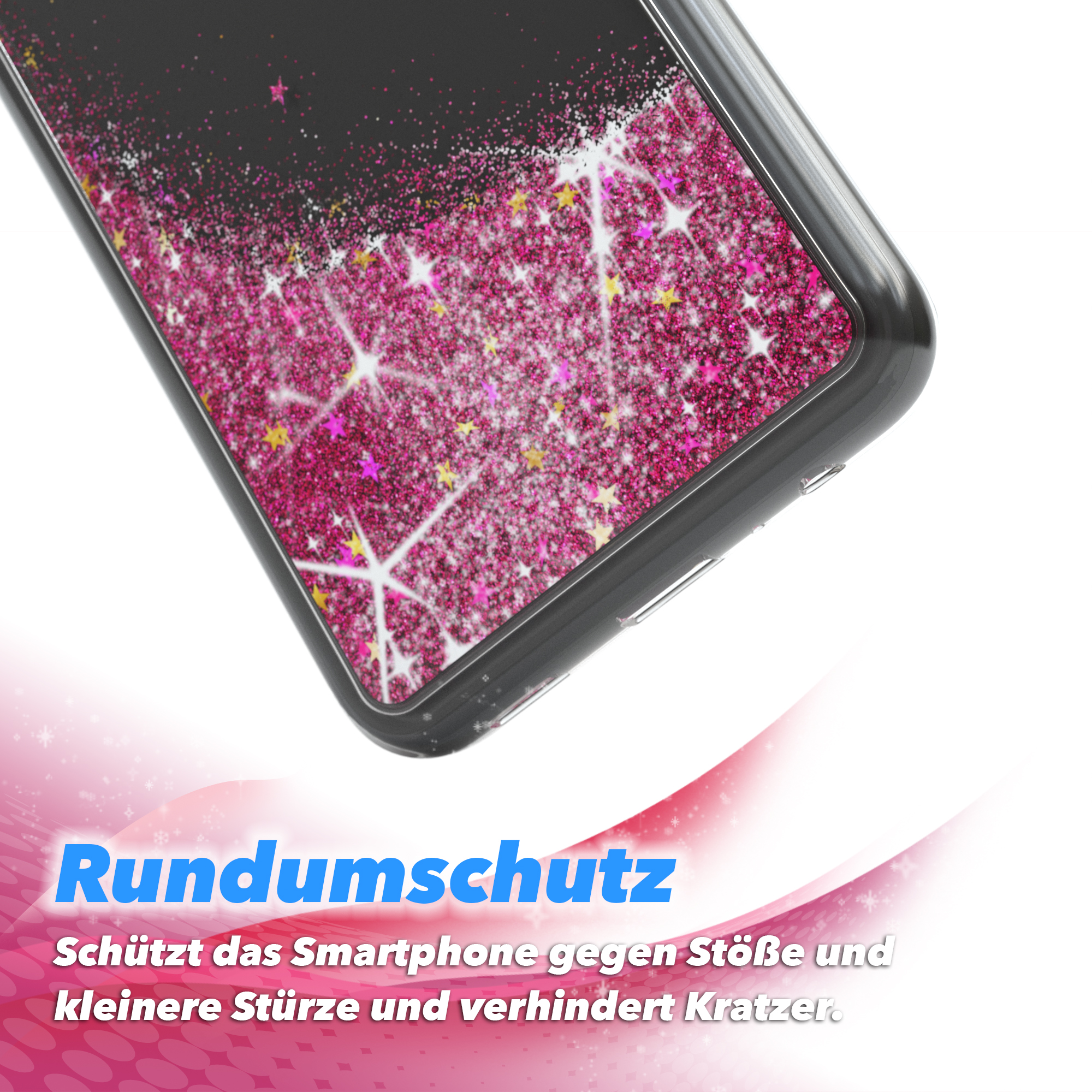 EAZY CASE Glitzerhülle Flüssig, Backcover, Samsung, Galaxy A32 5G, Pink