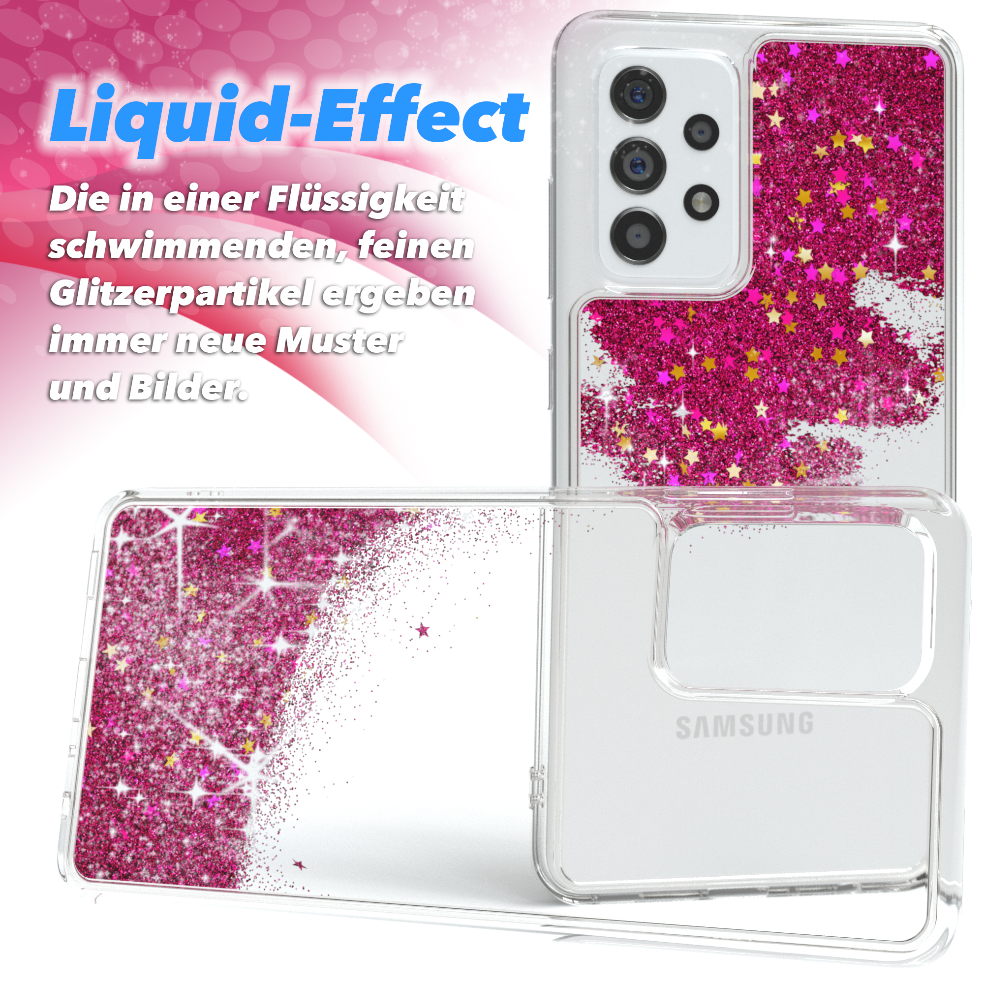 Flüssig, / Samsung, A52 Pink / A52 5G Galaxy CASE EAZY Glitzerhülle 5G, A52s Backcover,