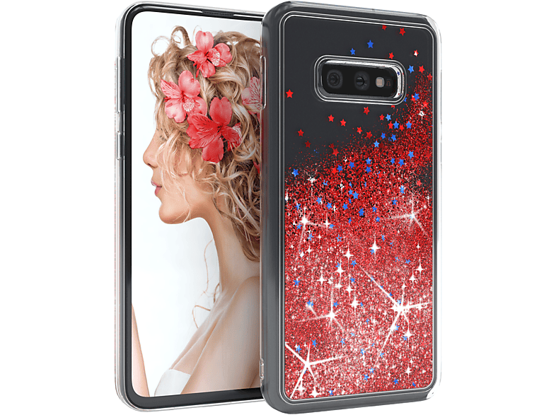 EAZY CASE Samsung, Glitzerhülle Galaxy Flüssig, S10e, Rot Backcover