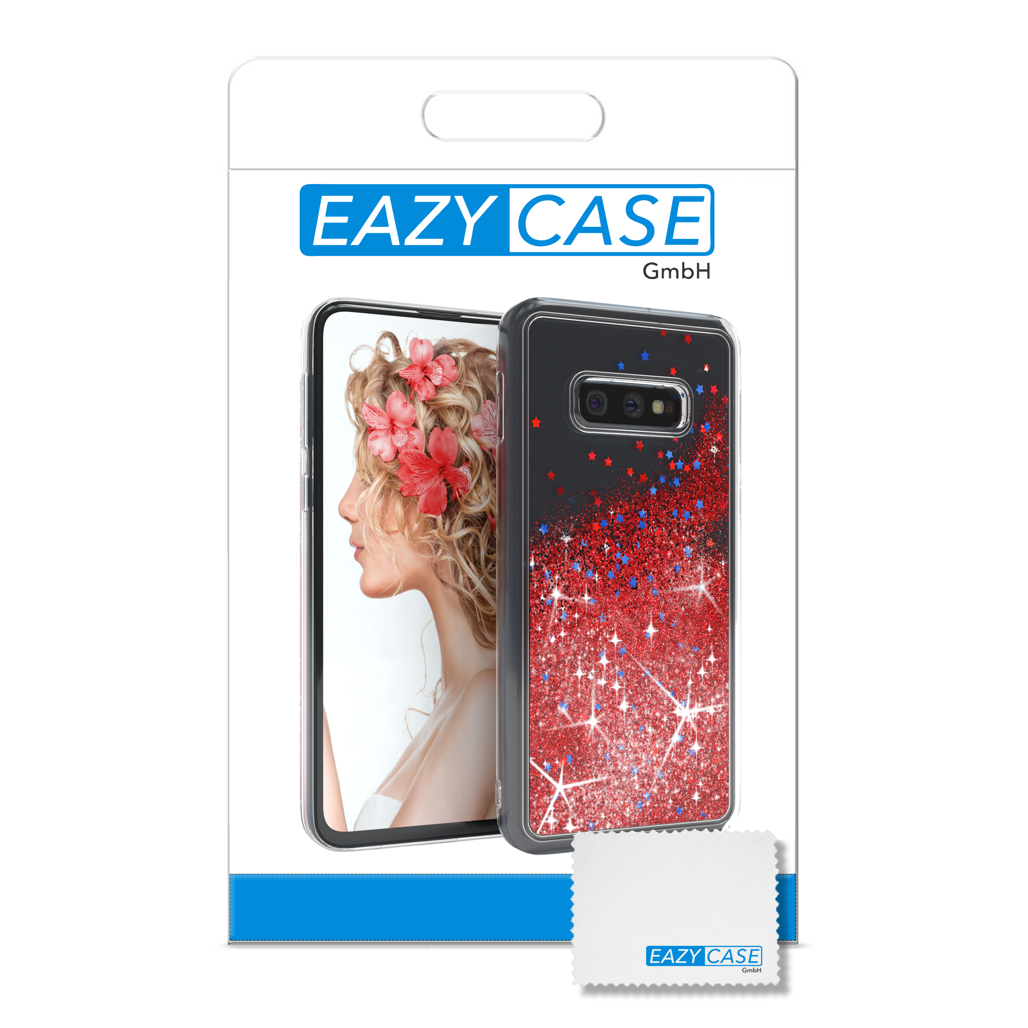 Glitzerhülle EAZY Samsung, Backcover, S10e, Rot CASE Flüssig, Galaxy