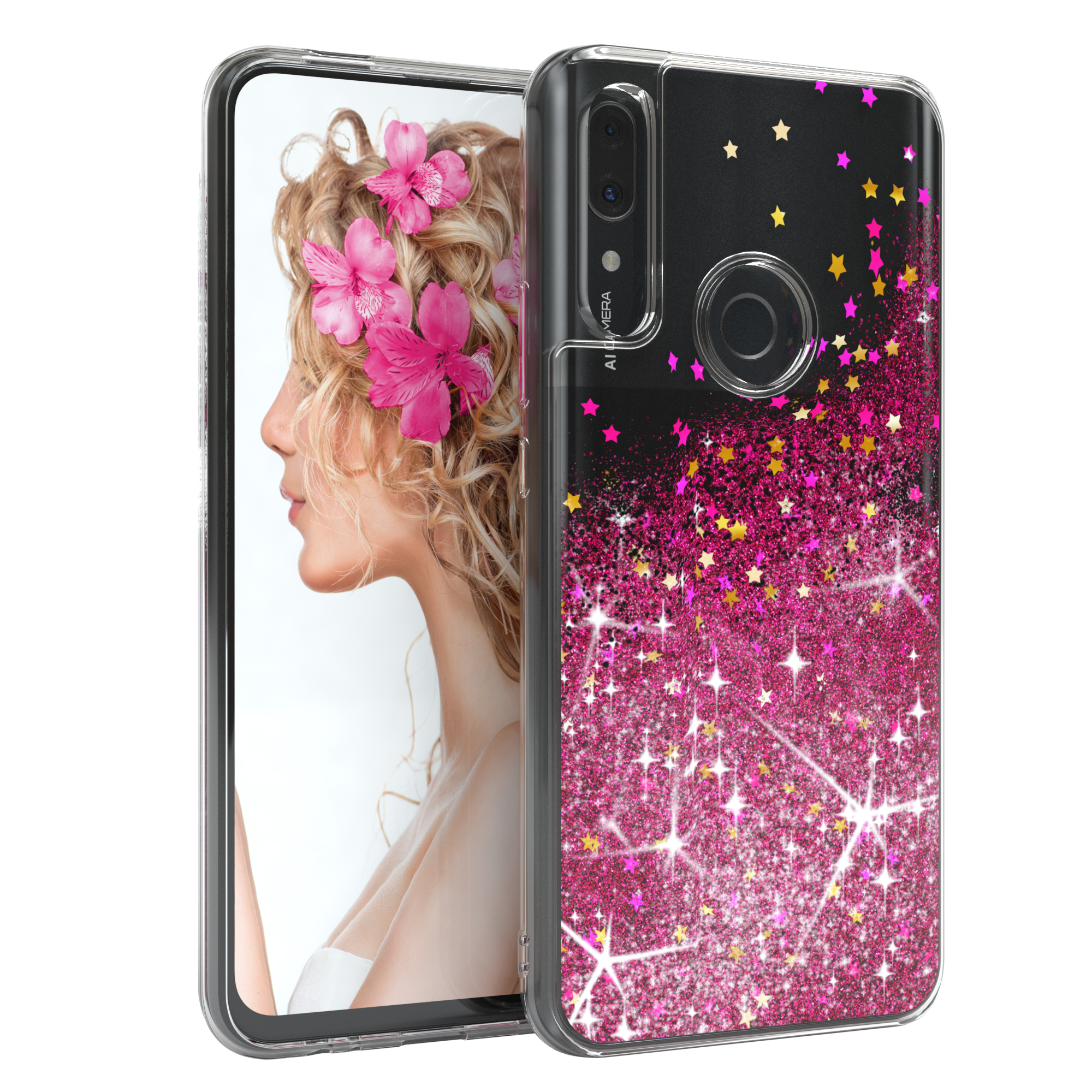 EAZY CASE Glitzerhülle Flüssig, Backcover, P / Z Smart Y9 Prime Huawei, Pink (2019)