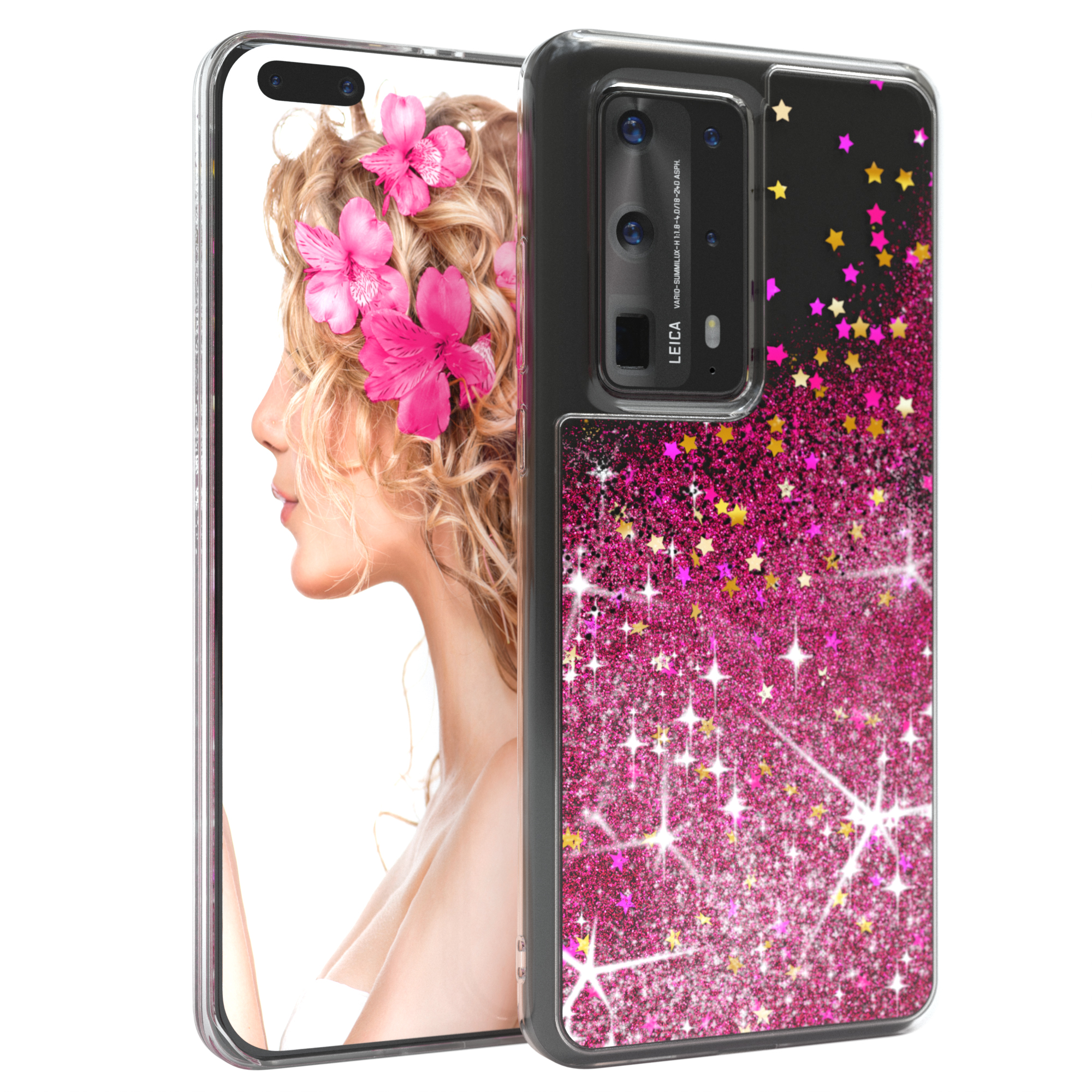 Glitzerhülle Plus, CASE Flüssig, P40 Huawei, Backcover, Pro Pink EAZY