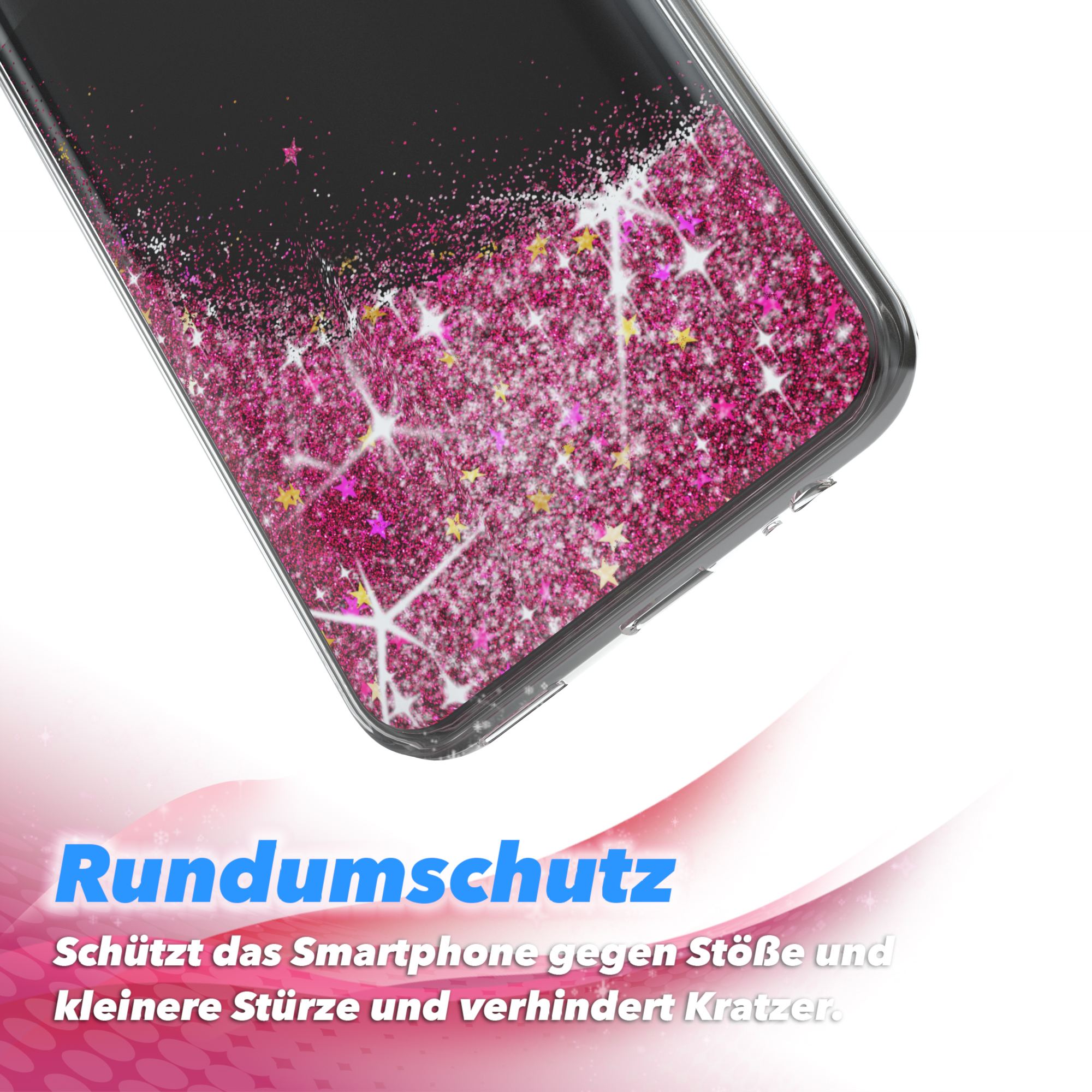 EAZY CASE Glitzerhülle / Pink (2019), Y9 Huawei, Prime Z Backcover, P Flüssig, Smart
