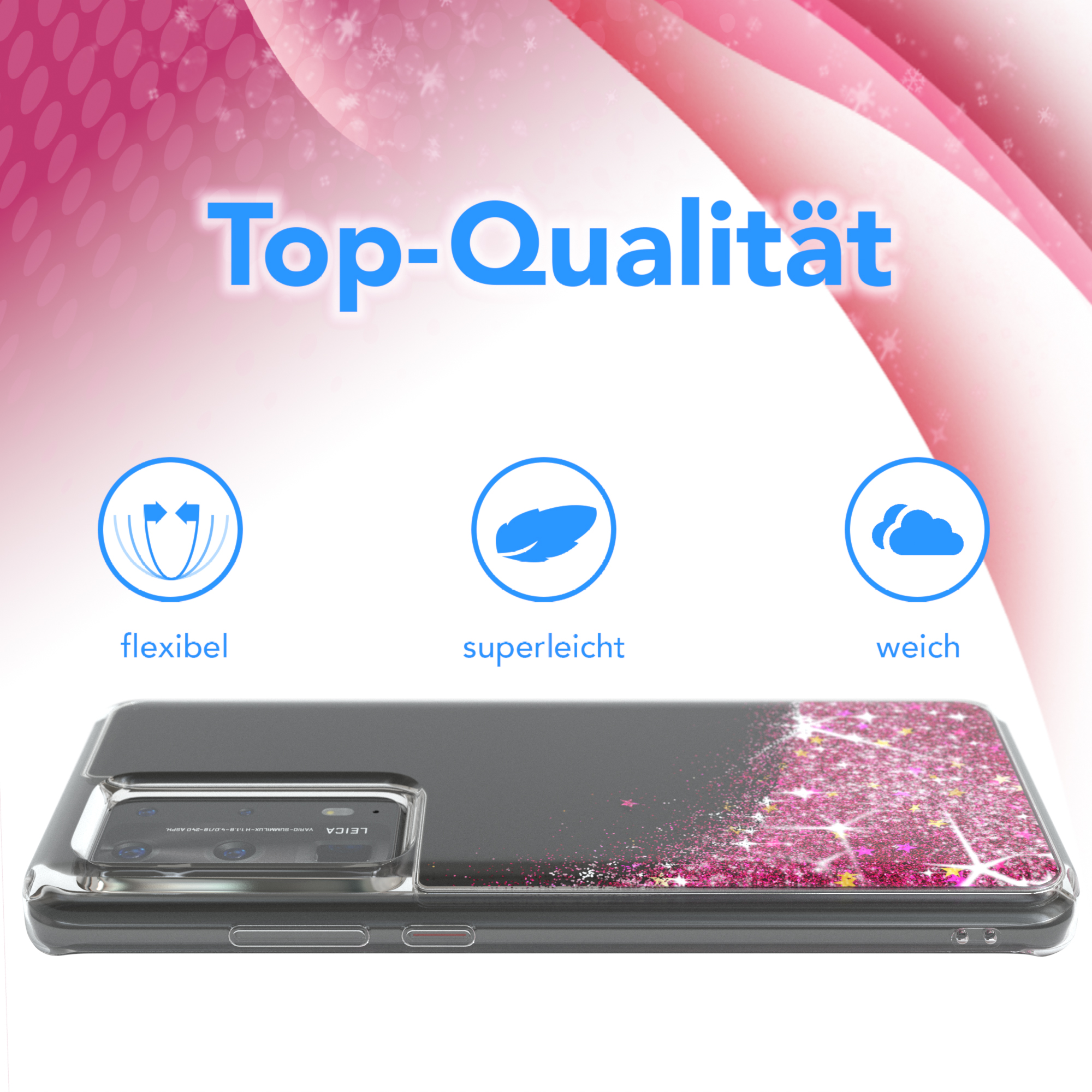 Flüssig, CASE Glitzerhülle EAZY Plus, Pro Pink P40 Backcover, Huawei,