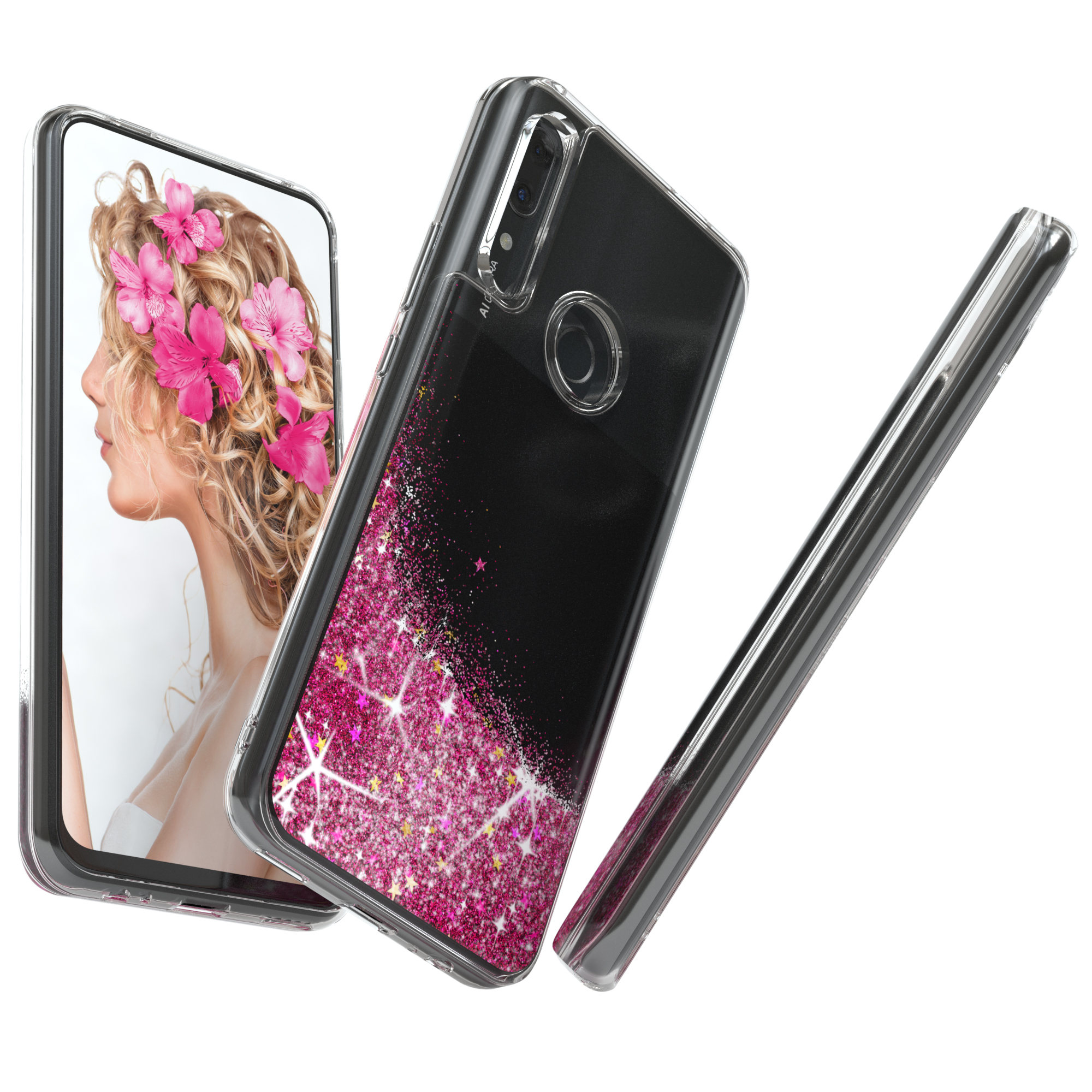 EAZY CASE Glitzerhülle Flüssig, Backcover, P / Z Smart Y9 Prime Huawei, Pink (2019)