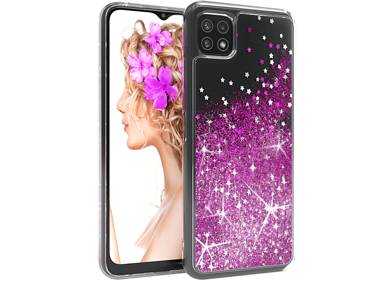 EAZY A22 Samsung, CASE Backcover, Glitzerhülle Flüssig, Galaxy 5G, Lila