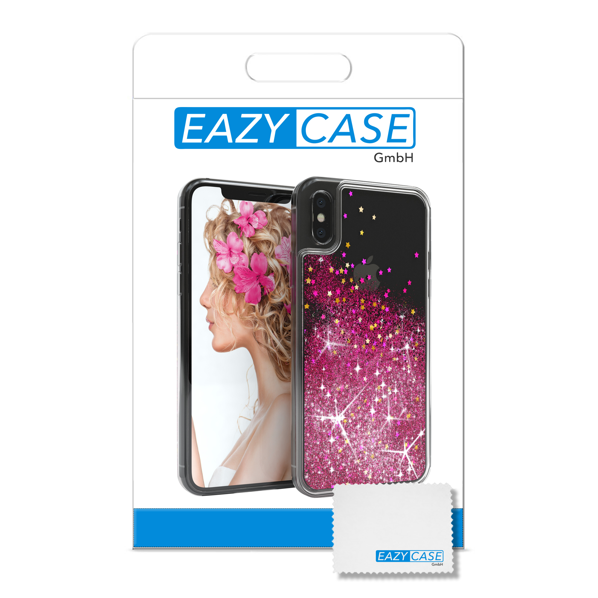 EAZY CASE Glitzerhülle X Apple, / Flüssig, XS, Pink Backcover, iPhone