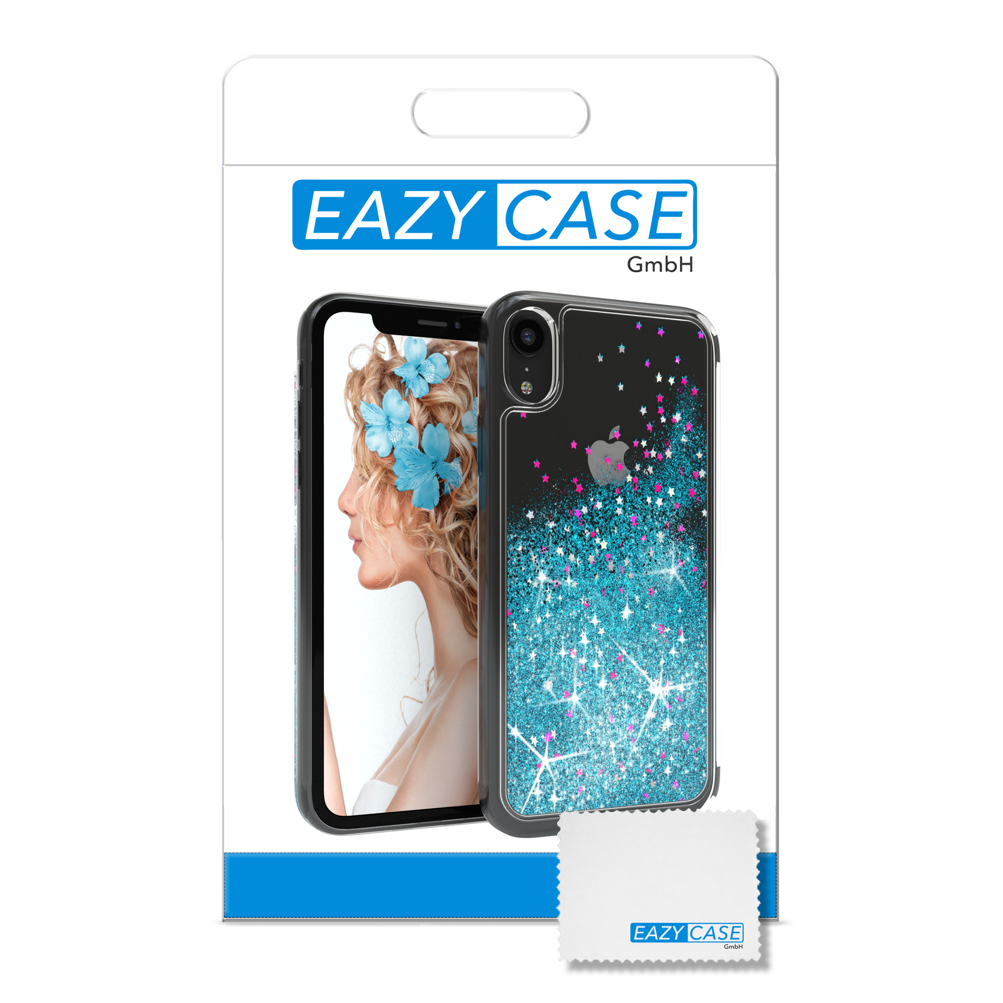 EAZY CASE Glitzerhülle Flüssig, Backcover, Blau Apple, XR, iPhone