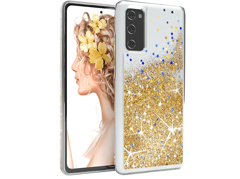 EAZY CASE Glitzerhülle Samsung, Gold Galaxy Flüssig, Backcover, S20 FE 5G, S20 / FE