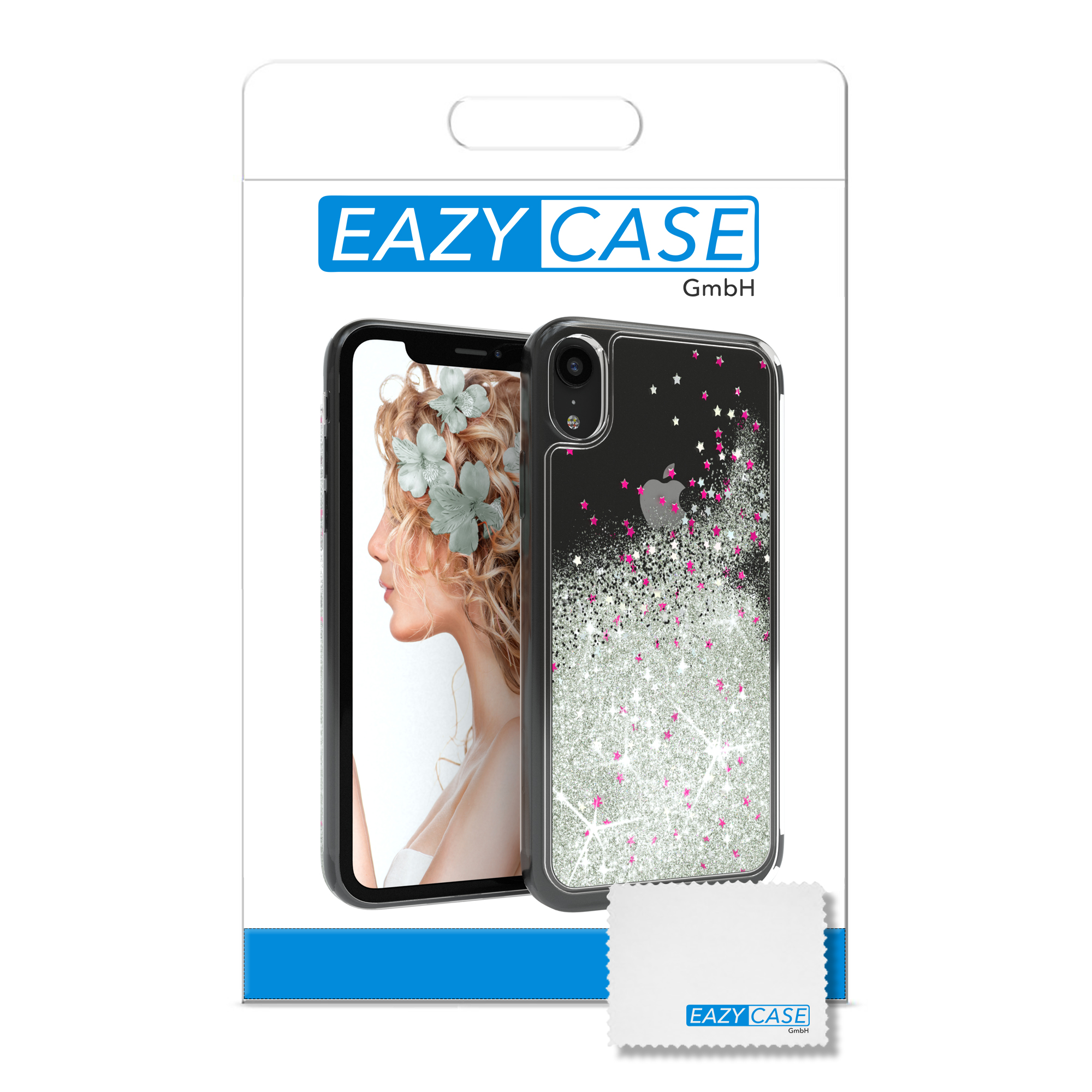 EAZY XR, Flüssig, Backcover, iPhone CASE Silber Glitzerhülle Apple,