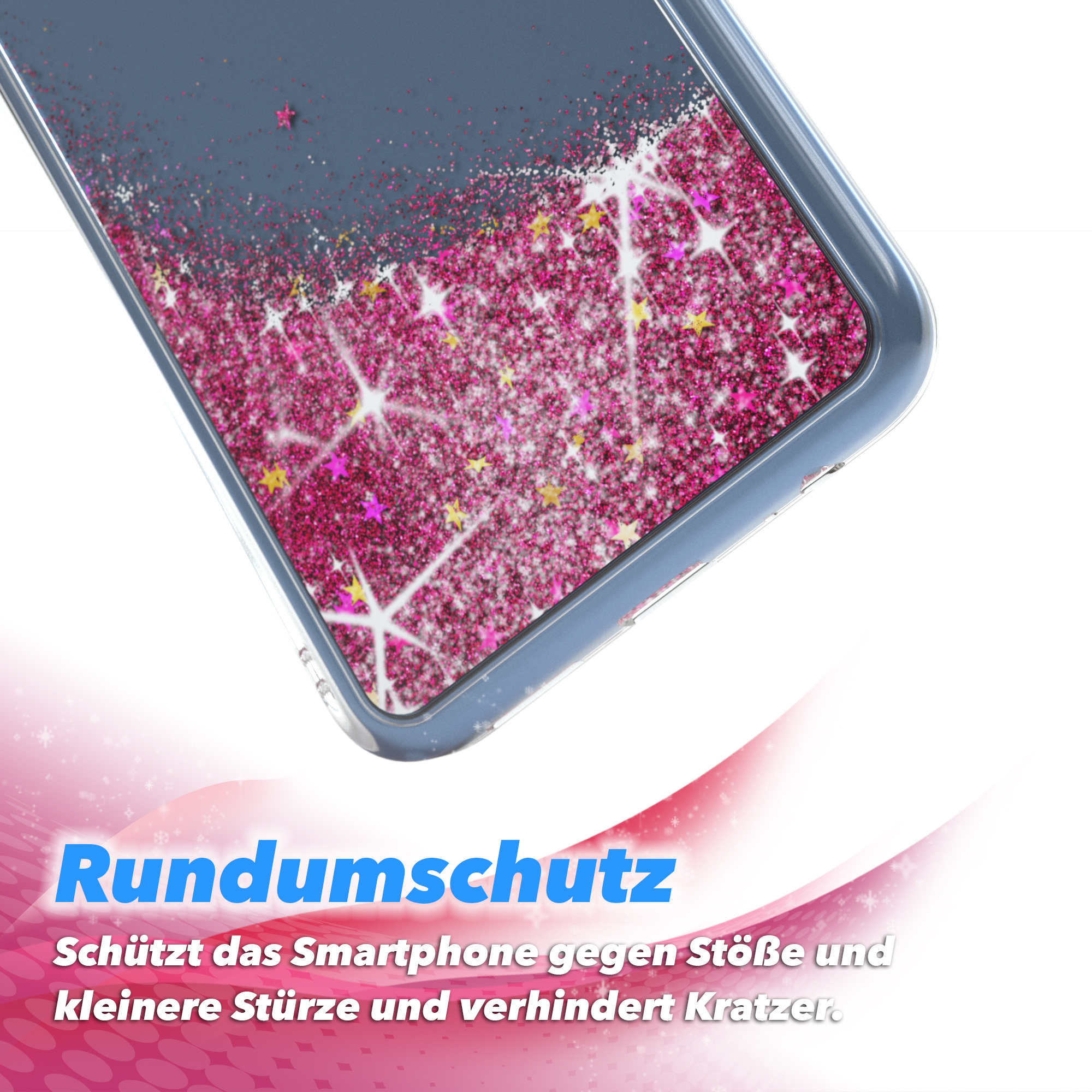 9 EAZY Redmi 10X Backcover, / Glitzerhülle 4G, Flüssig, Xiaomi, Redmi Pink Note CASE