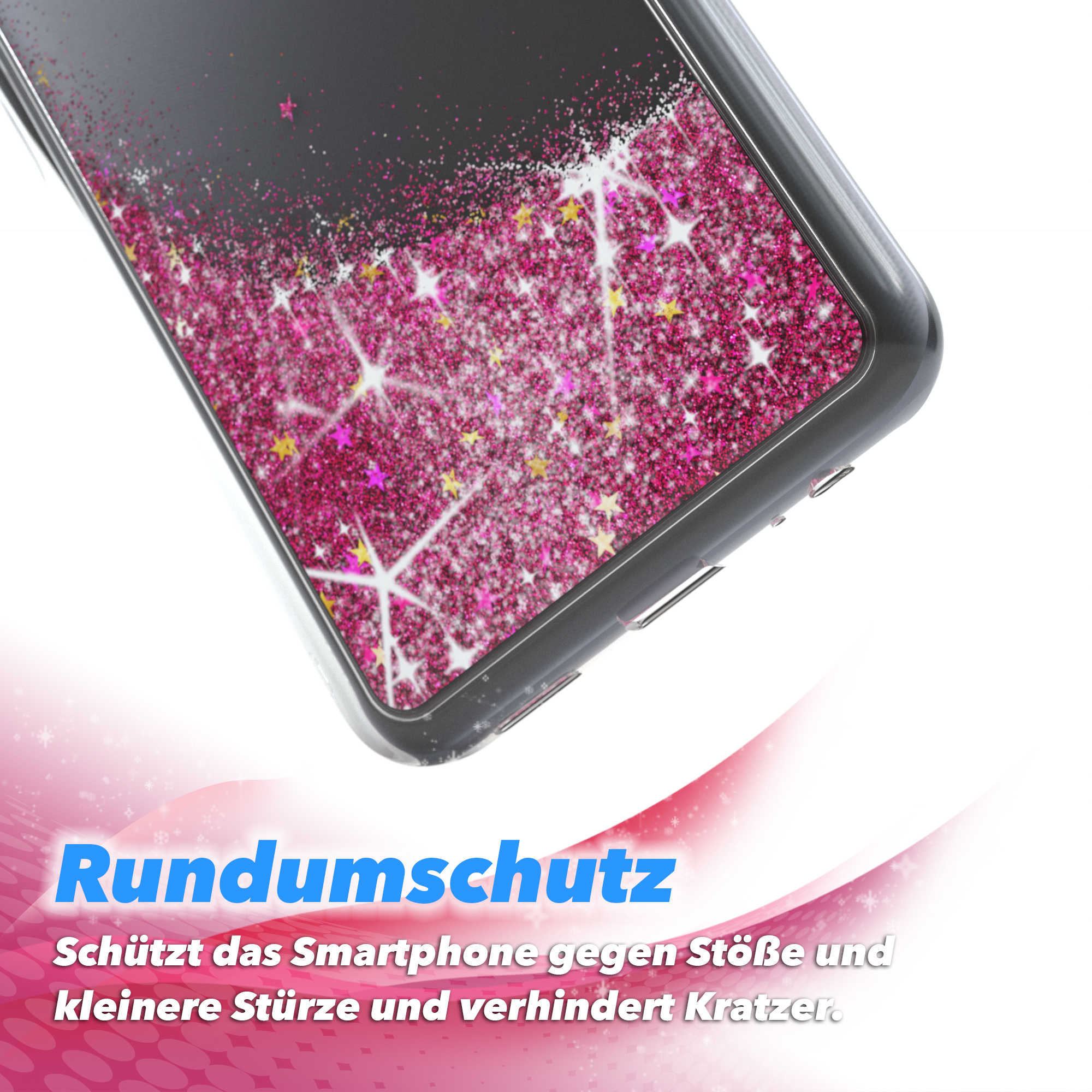 Redmi 9T, Glitzerhülle EAZY Note Flüssig, CASE Pink Xiaomi, Backcover,