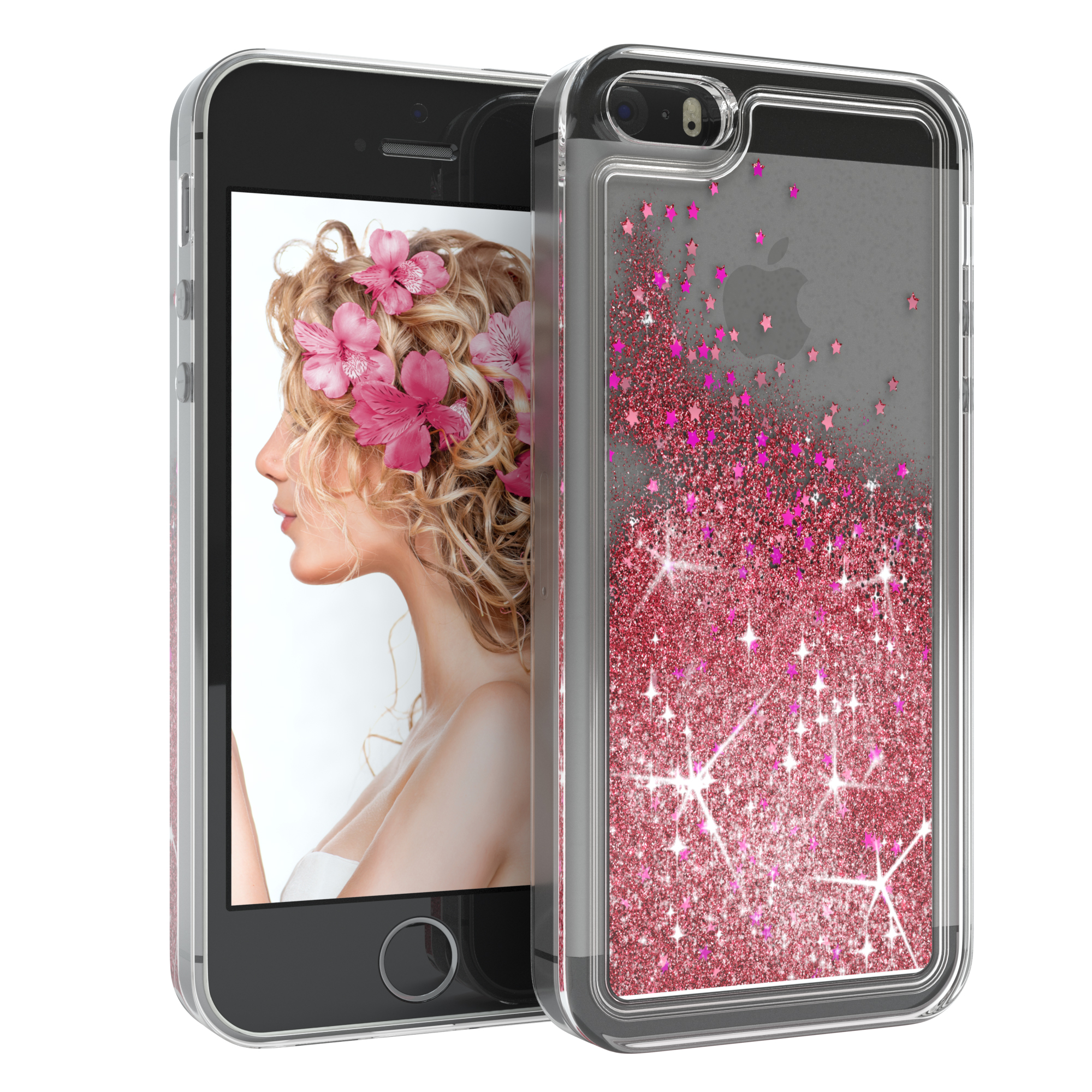 EAZY CASE Glitzerhülle Flüssig, Apple, iPhone Backcover, 2016, iPhone / SE 5S, 5 Rosa