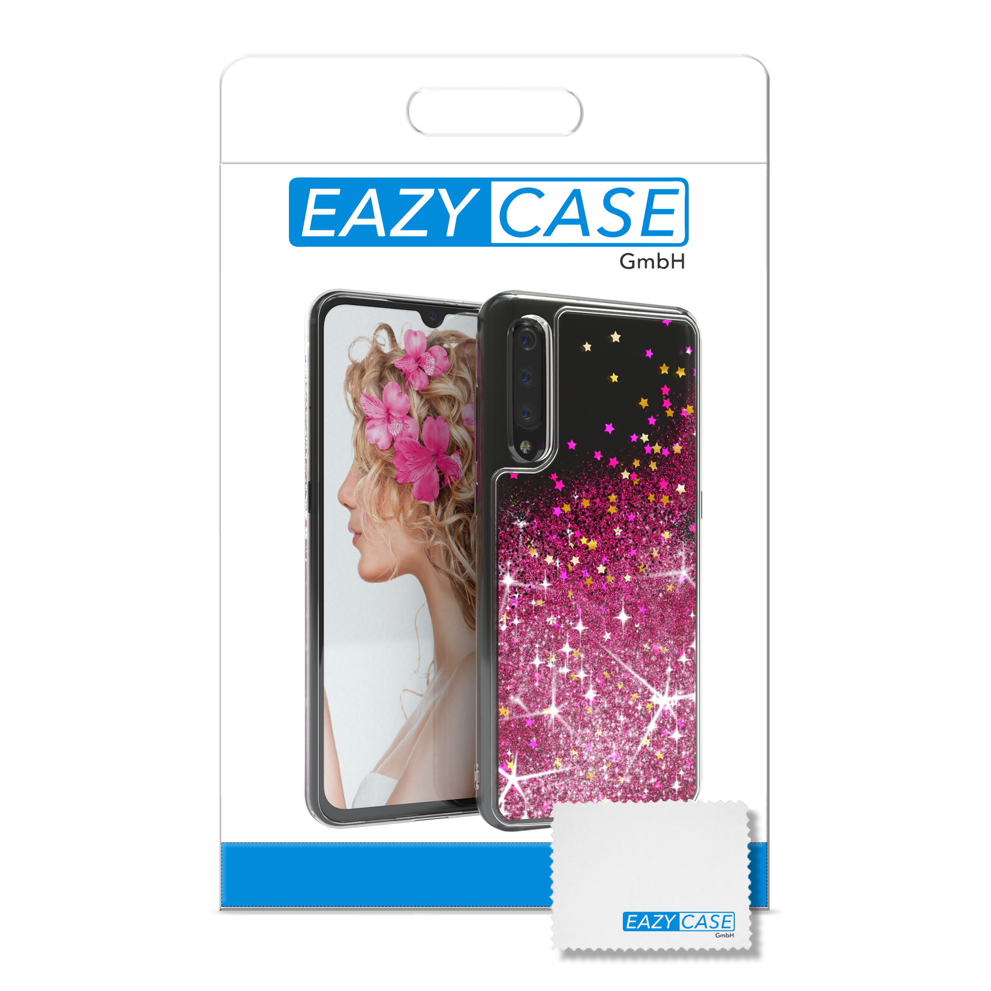 EAZY Backcover, Xiaomi, Flüssig, Mi 9, Pink CASE Glitzerhülle