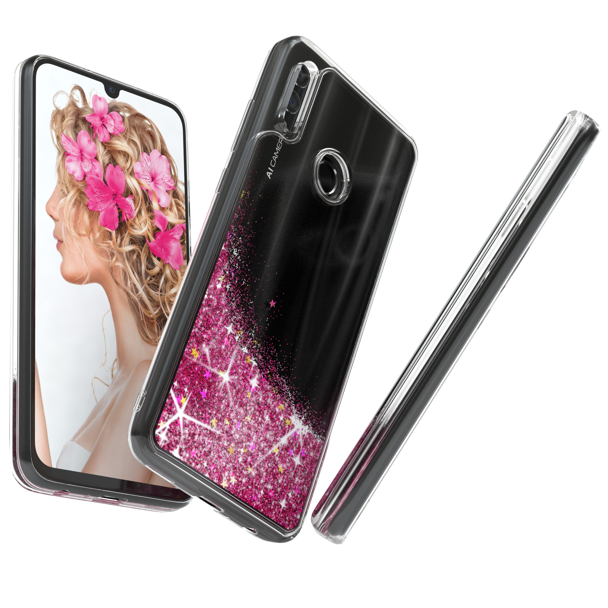 Honor Huawei, Glitzerhülle Lite, Pink CASE Flüssig, 10 Backcover, EAZY