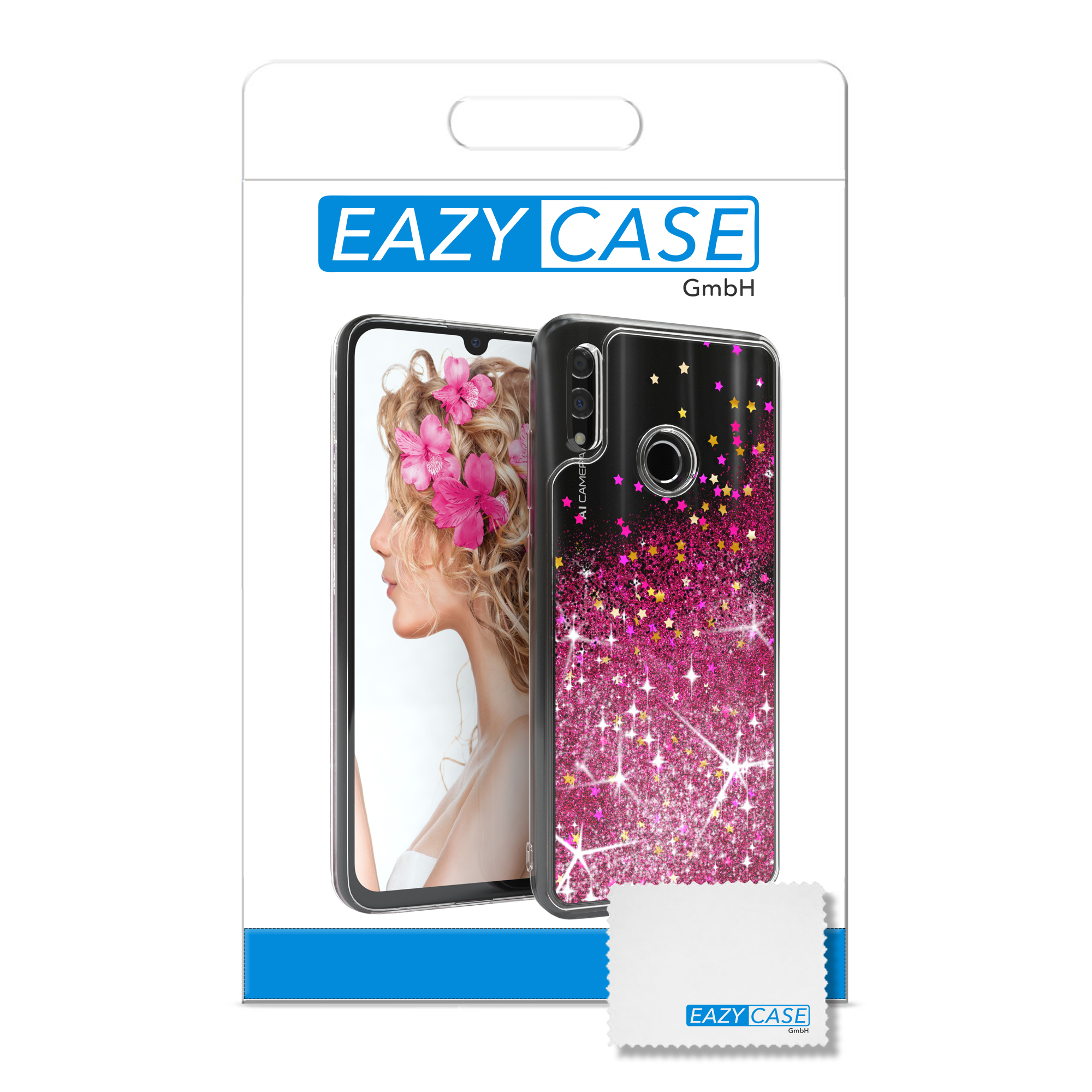 EAZY CASE Glitzerhülle Flüssig, Huawei, Pink Backcover, Honor 10 Lite