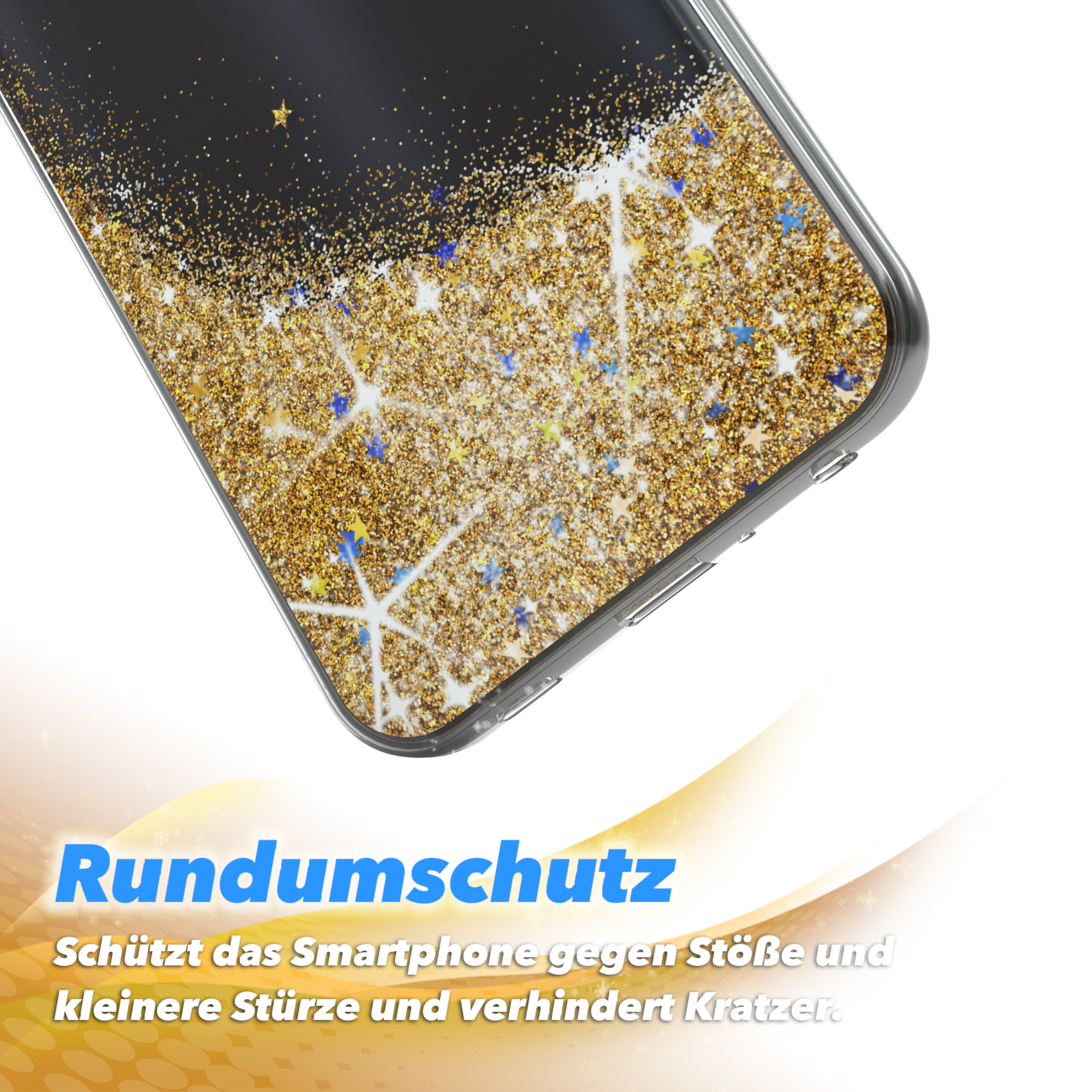 EAZY CASE Glitzerhülle Flüssig, LG, Backcover, / Gold Q60 K50