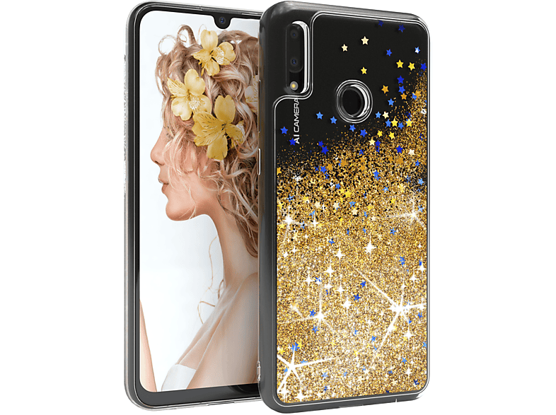 EAZY Gold Smart Huawei, CASE (2019), Glitzerhülle Backcover, Flüssig, P