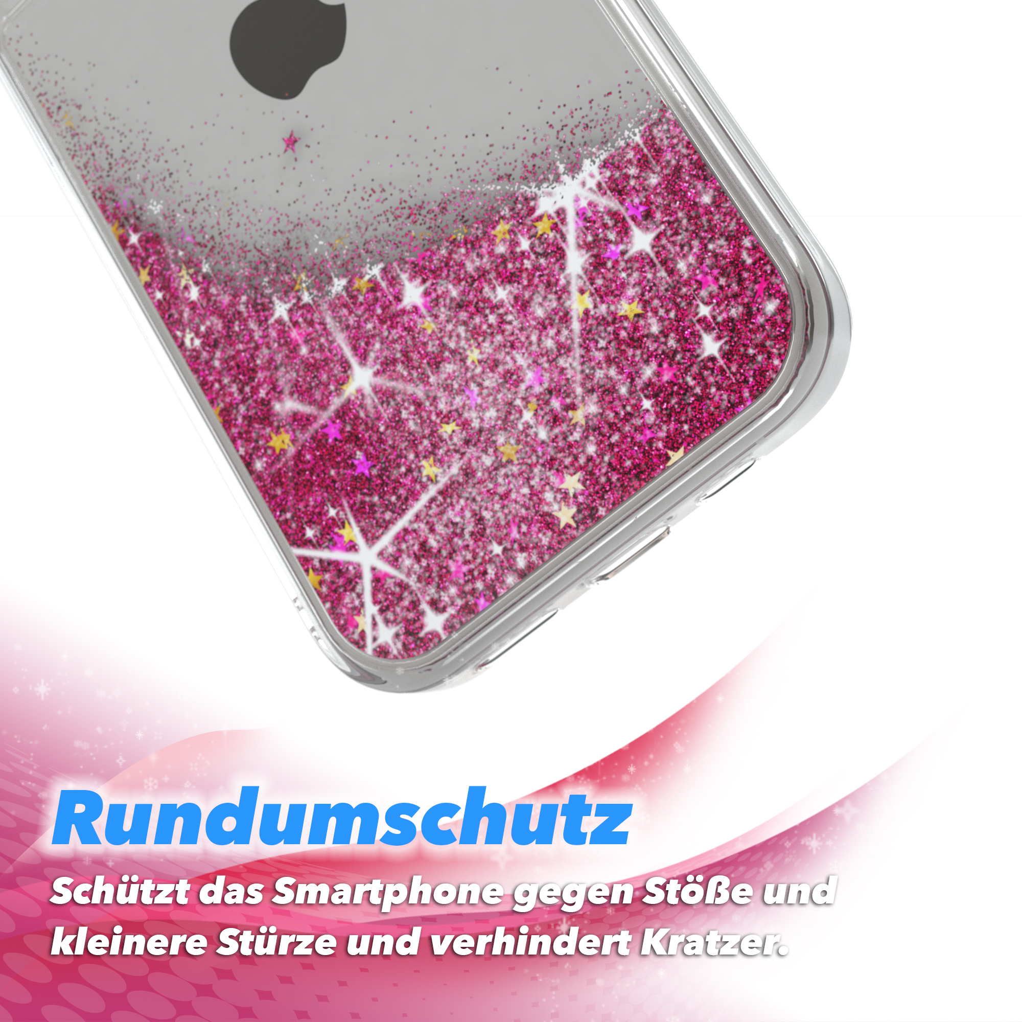 CASE iPhone Pink 13 EAZY Glitzerhülle Pro, Backcover, Flüssig, Apple,