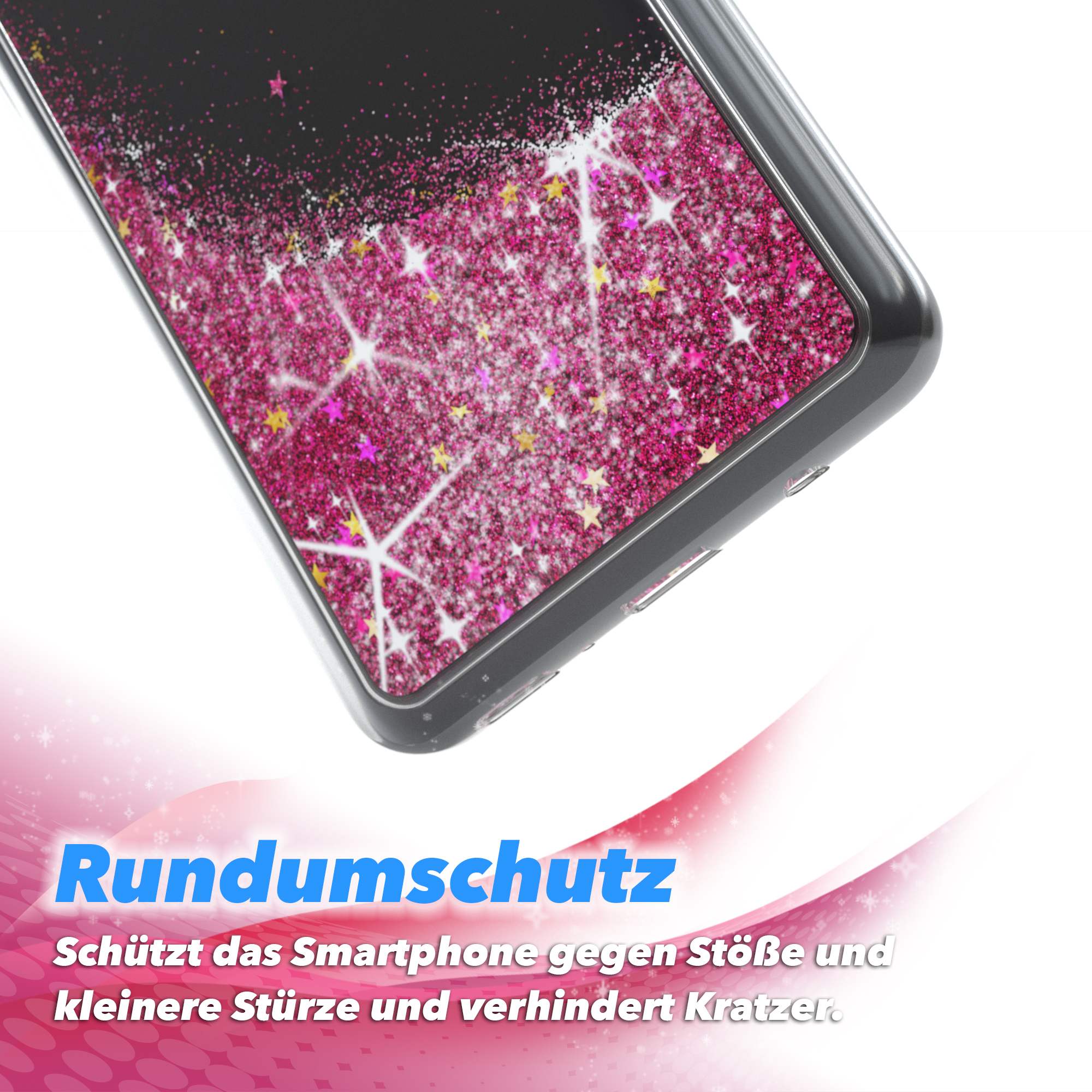 EAZY CASE Glitzerhülle Flüssig, Backcover, Pink M51, Galaxy Samsung