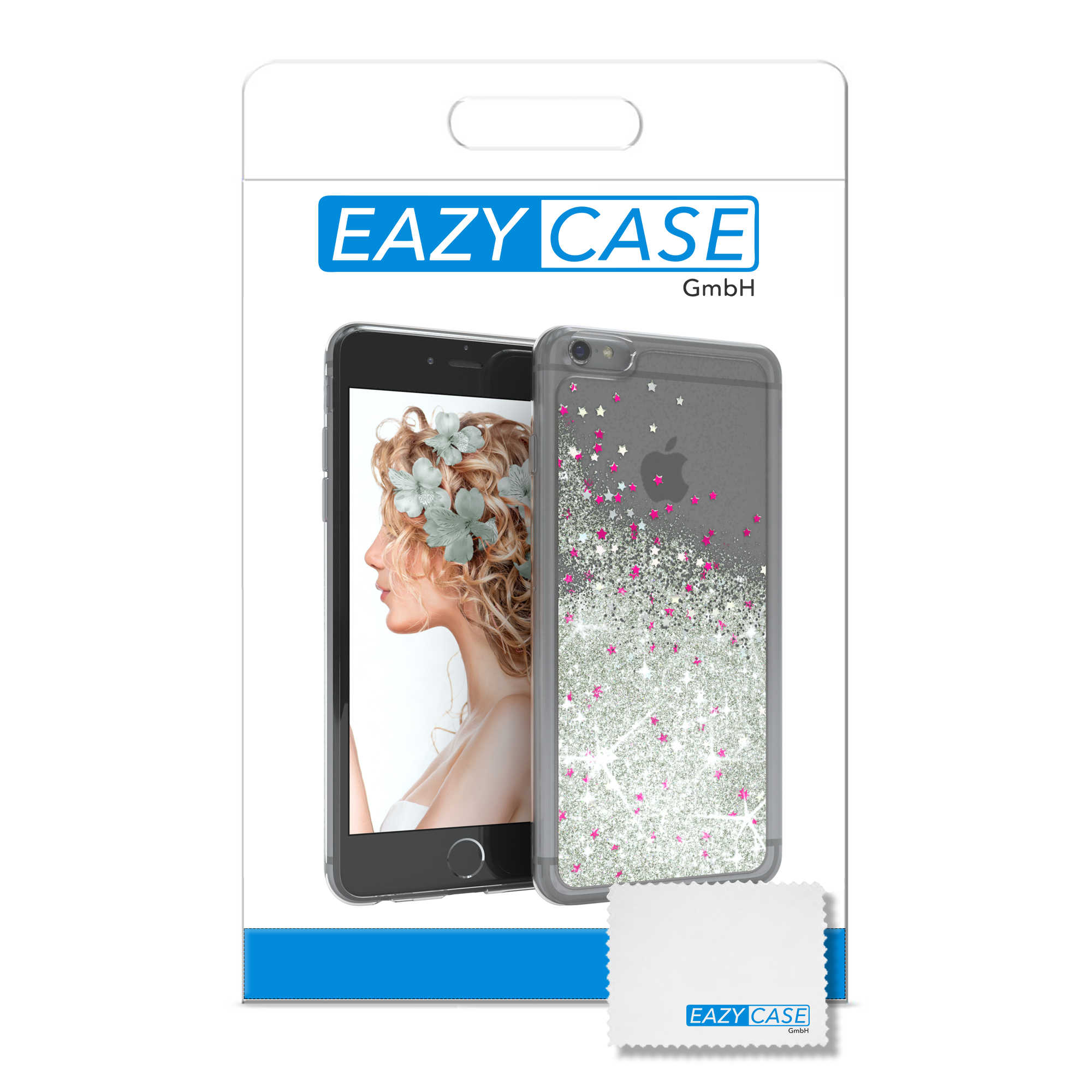 Glitzerhülle Silber / iPhone CASE Apple, EAZY 6 Backcover, Flüssig, 6S,