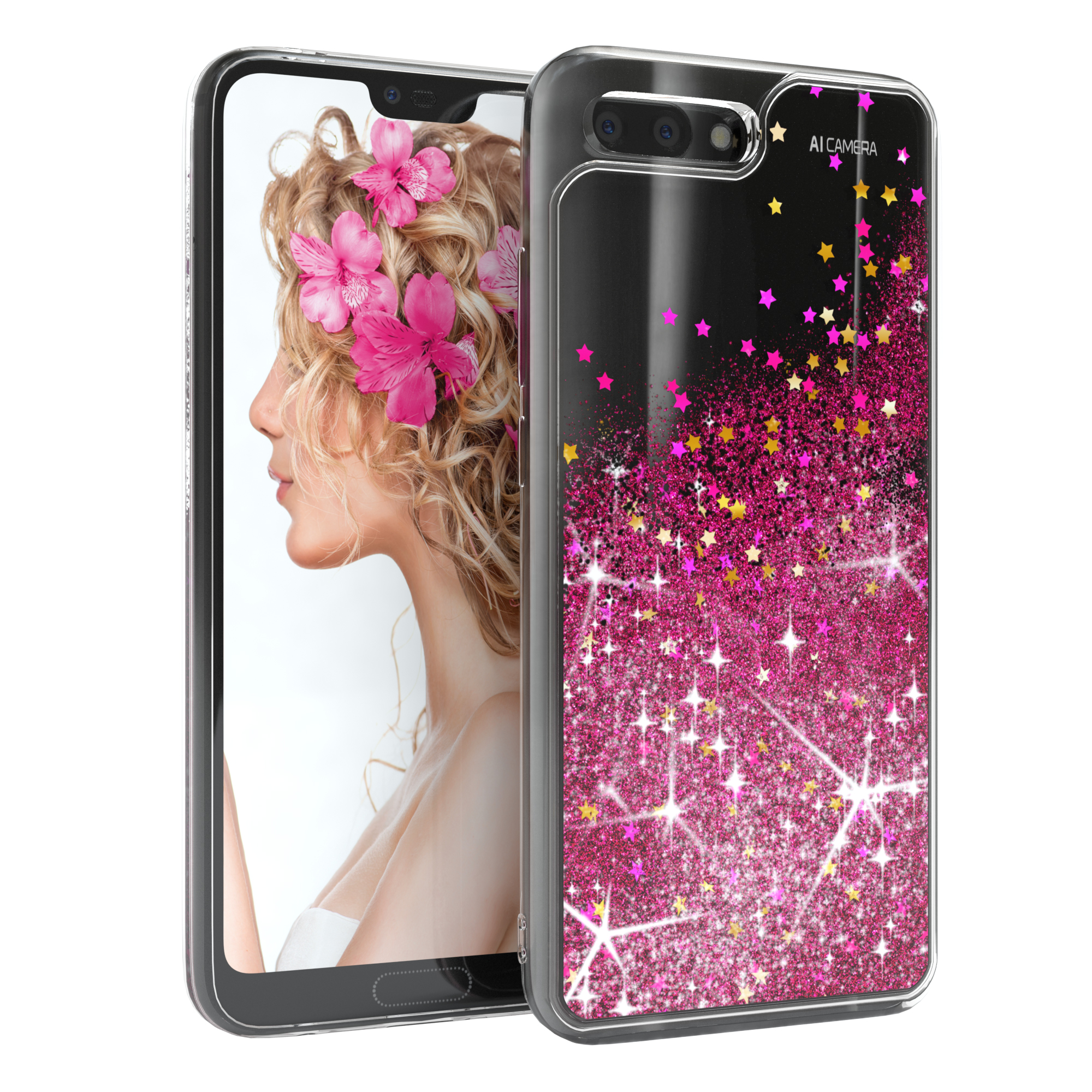 EAZY CASE Pink Glitzerhülle 10, Flüssig, Huawei, Honor Backcover