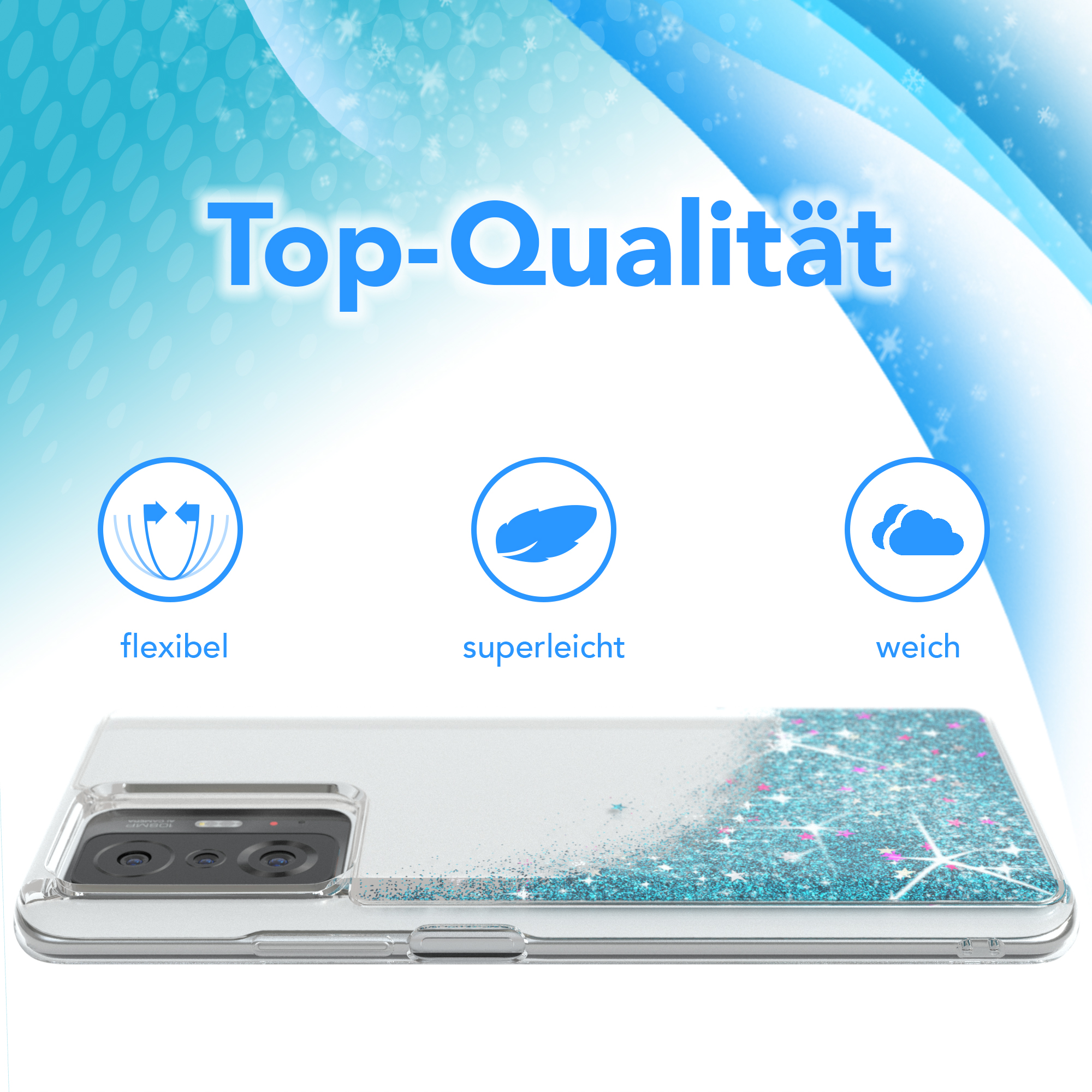 Flüssig, Blau Glitzerhülle Pro 11T Backcover, / Xiaomi, 5G, CASE EAZY Xiaomi 11T