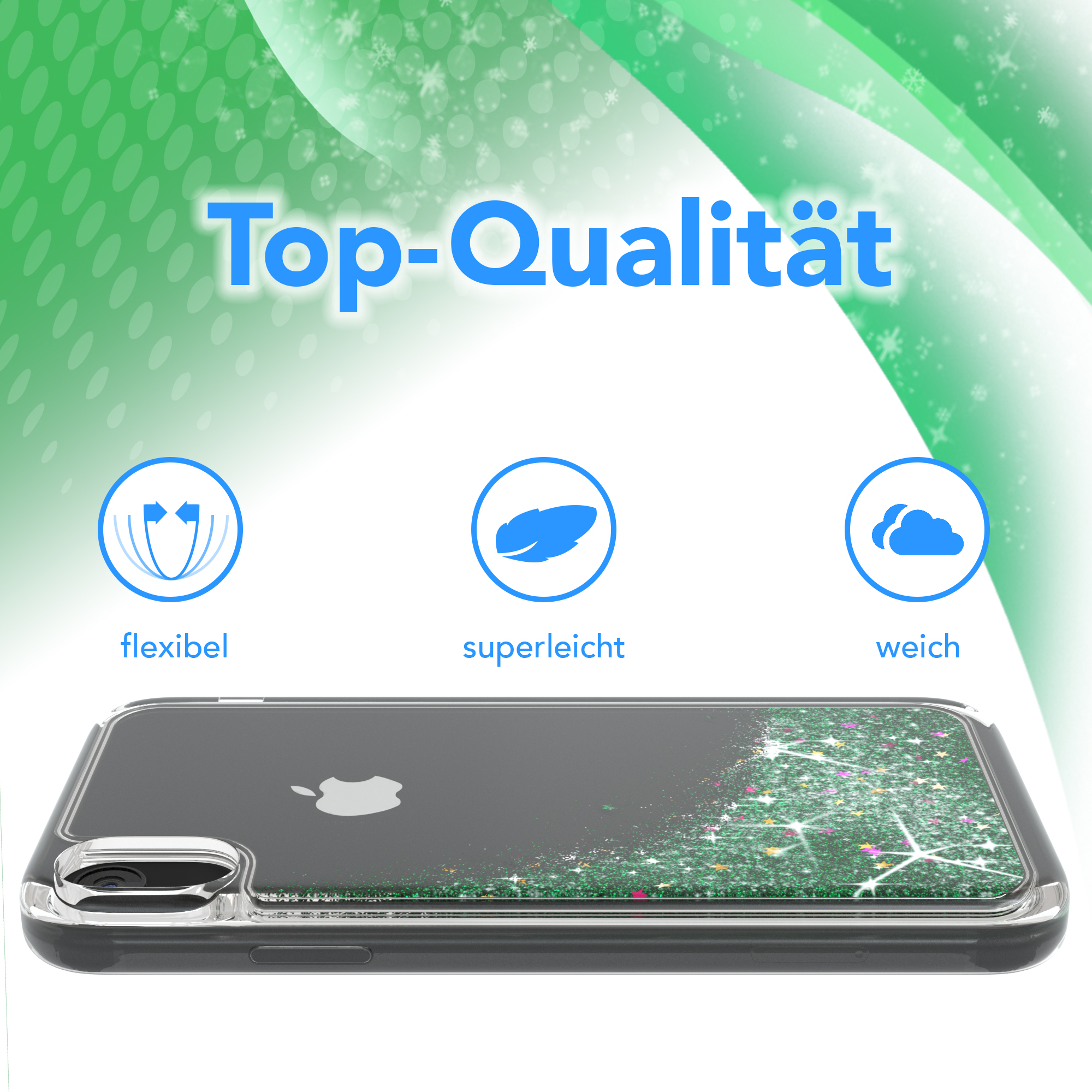 Handyhülle mit Flüssigglitzer-Design, Top-Qualität.