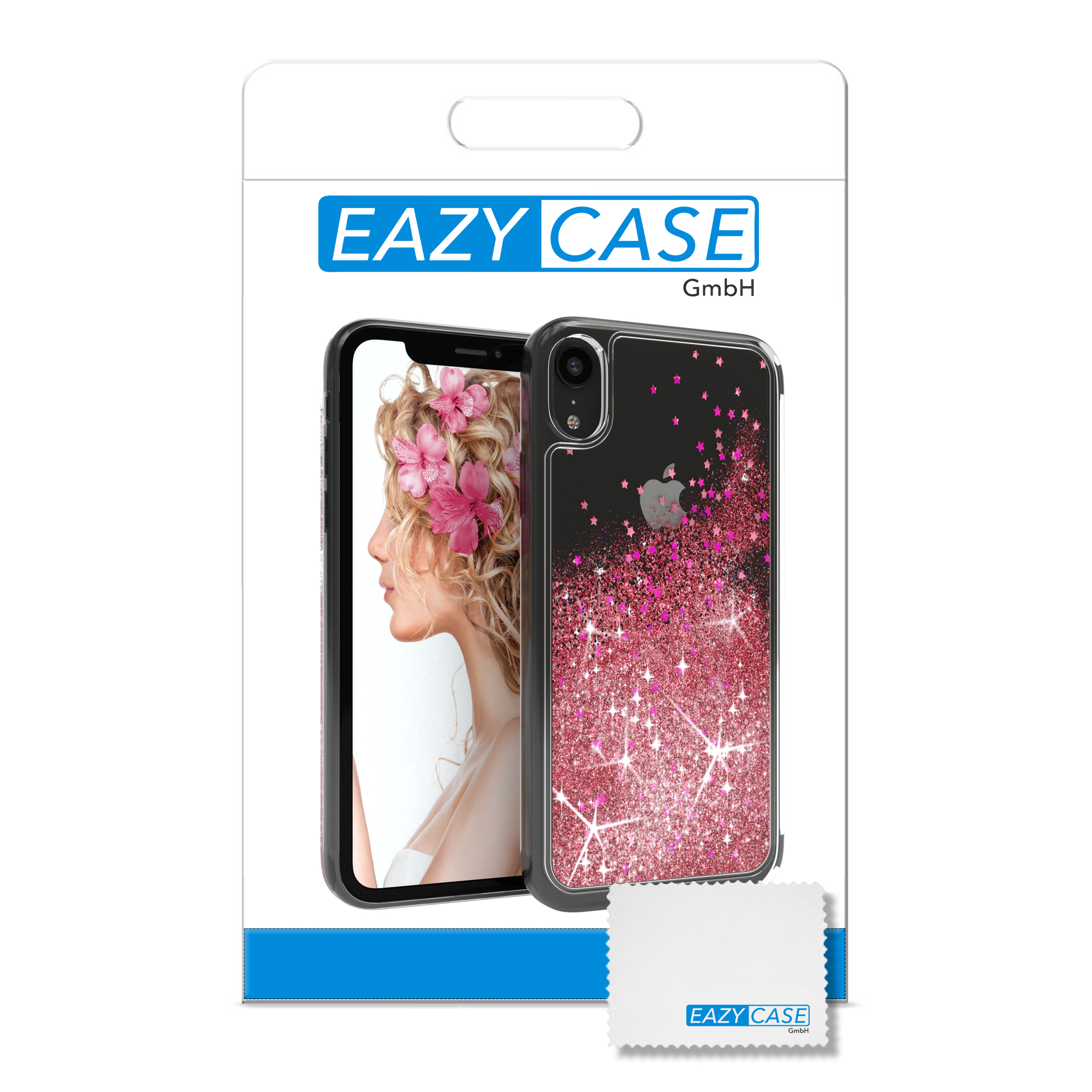 iPhone CASE Flüssig, EAZY Backcover, Apple, XR, Rosa Glitzerhülle