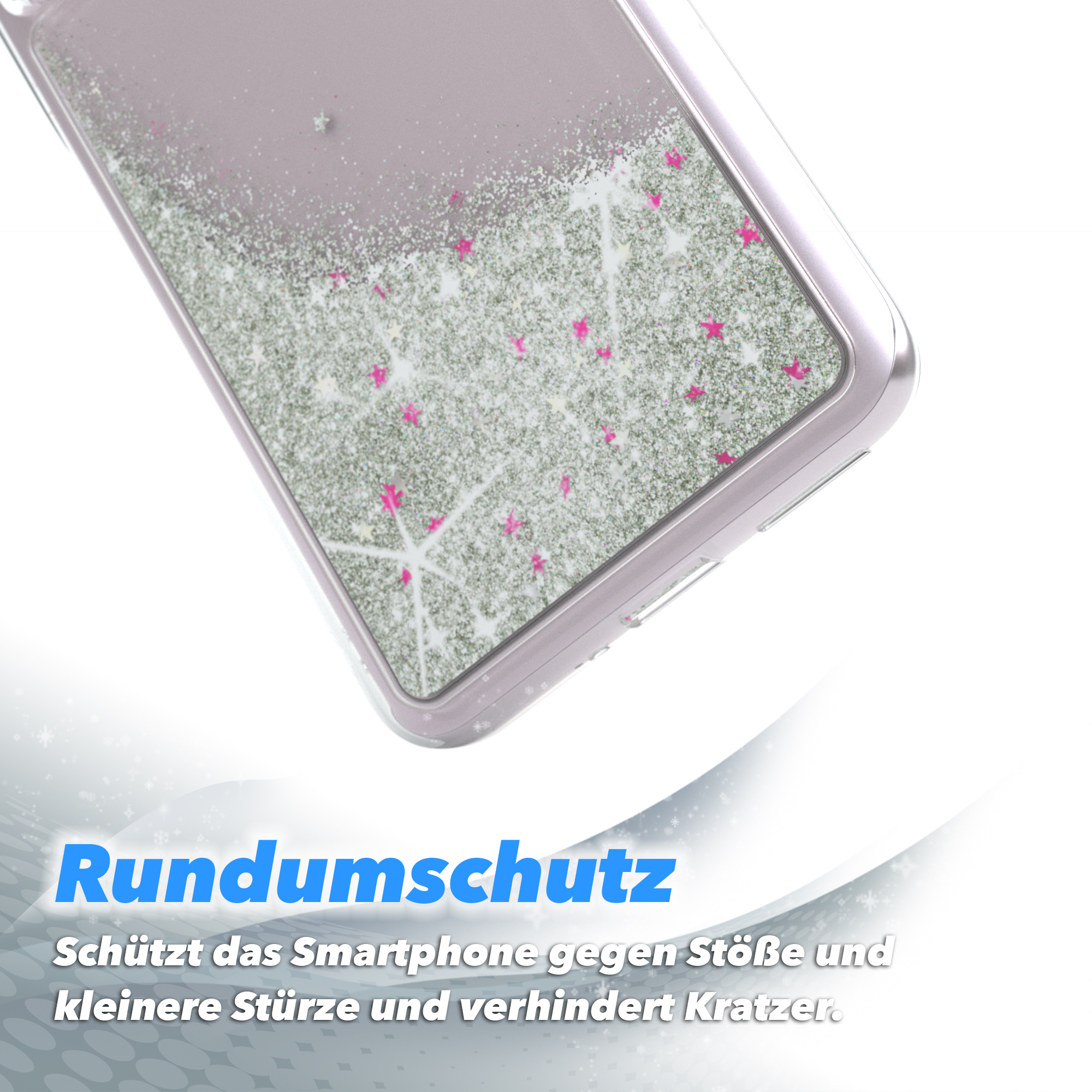 Xiaomi, 12 EAZY 12X, Silber Backcover, Glitzerhülle Flüssig, CASE /