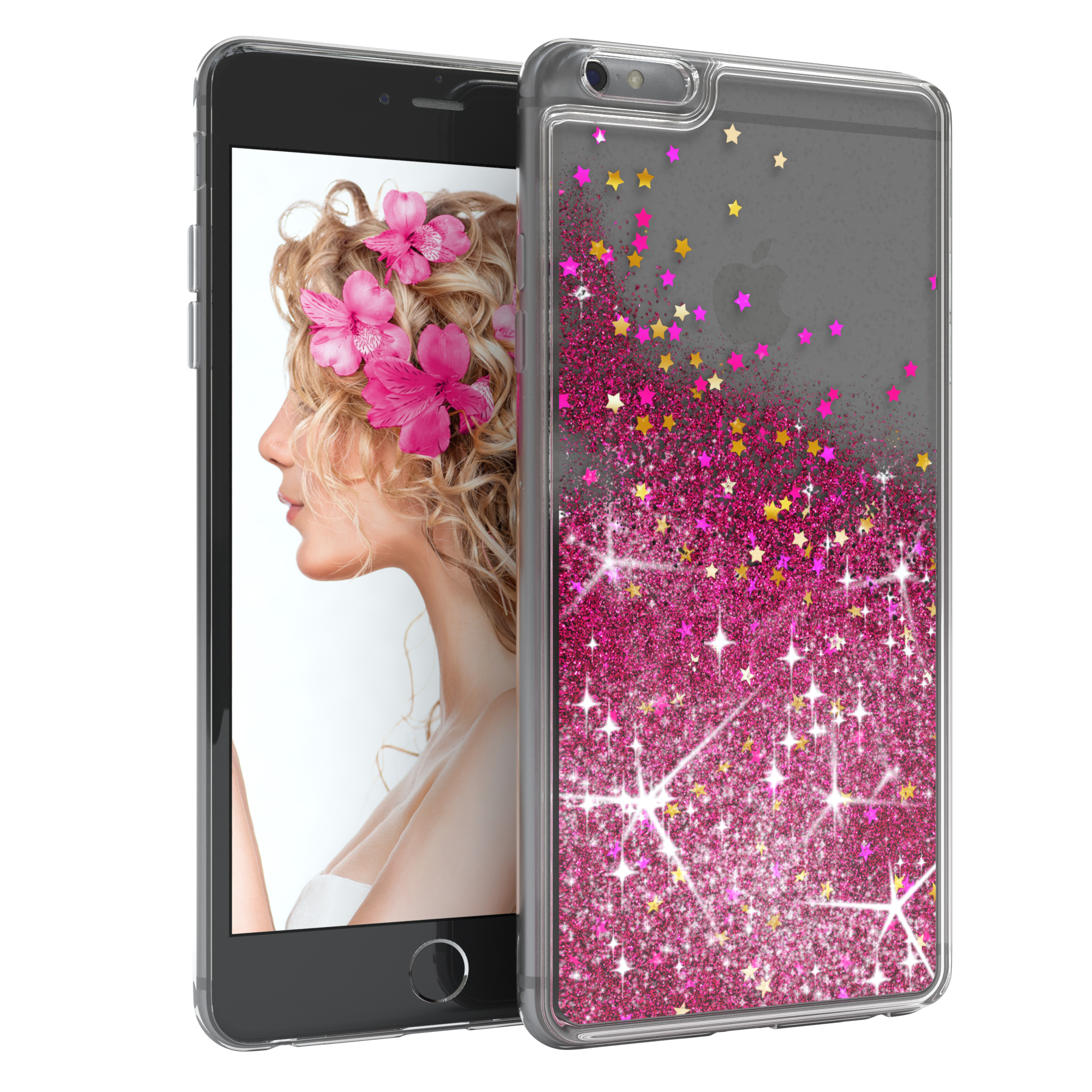 Plus, Apple, 6S 6 / EAZY CASE iPhone Plus Pink Glitzerhülle Backcover, Flüssig,