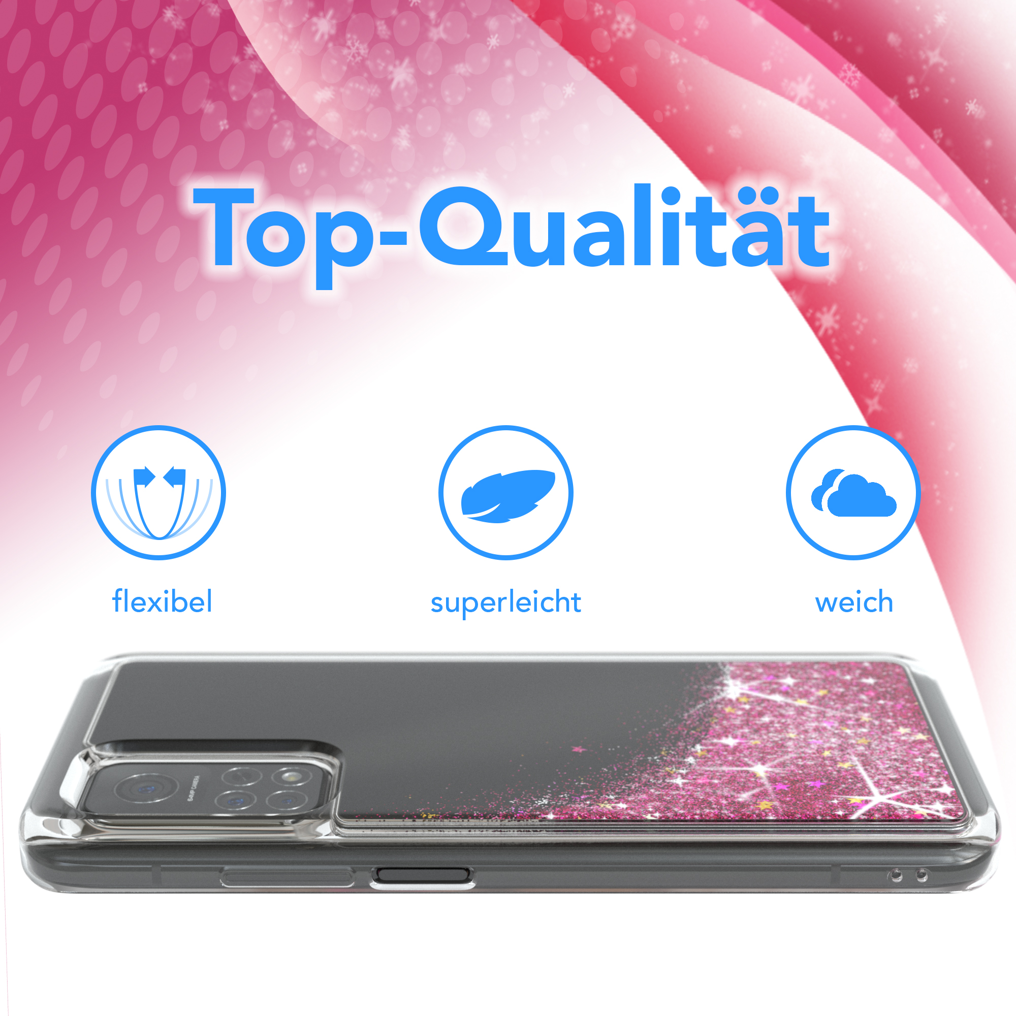 10T Pro Mi CASE 10T Pink EAZY Mi Glitzerhülle Backcover, Flüssig, 5G, / 5G Xiaomi,