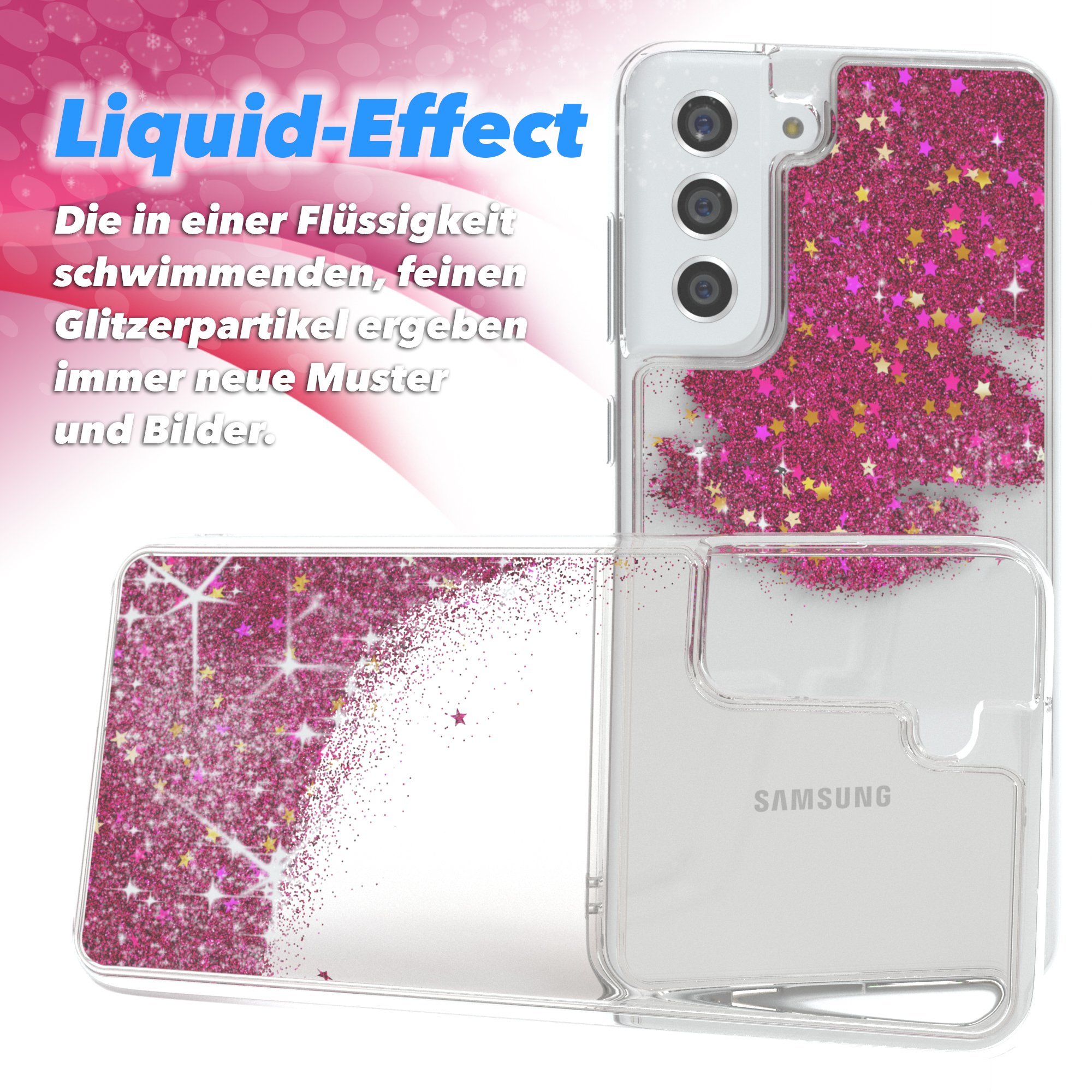 Galaxy CASE EAZY Samsung, 5G, FE Flüssig, Backcover, Pink Glitzerhülle S21