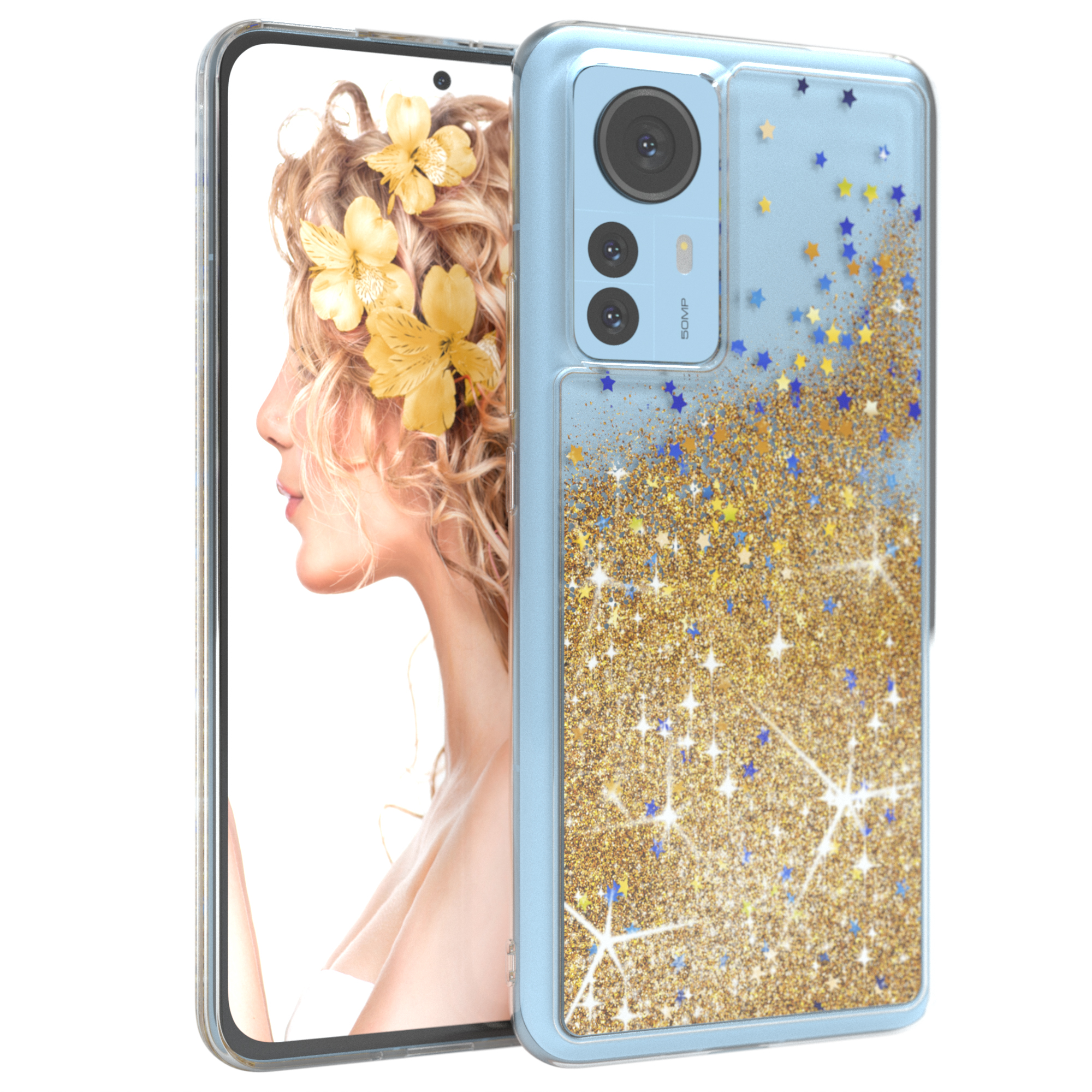 Flüssig, Pro, CASE EAZY Xiaomi, Gold Glitzerhülle Backcover, 12