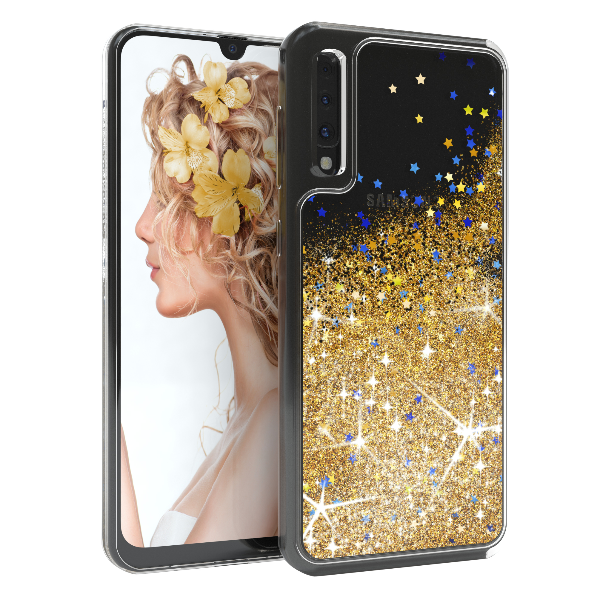 EAZY CASE Glitzerhülle / Galaxy Gold Backcover, A50s A30s, Flüssig, / A50 Samsung