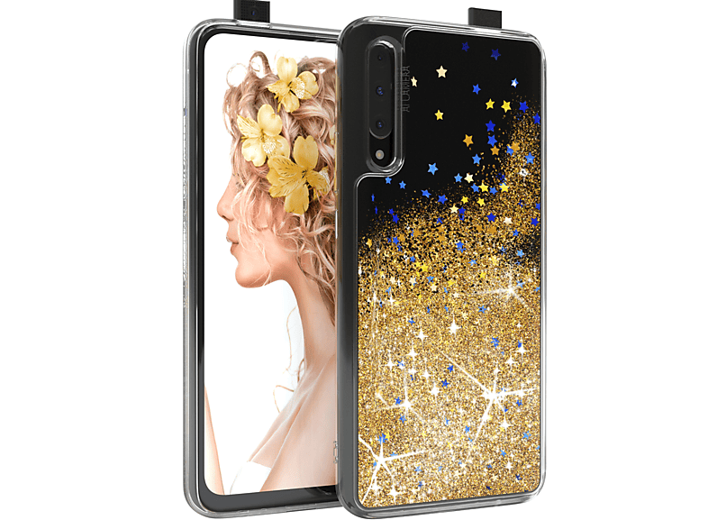 EAZY CASE Glitzerhülle Flüssig, Backcover, Huawei, P Smart Pro / Y9s (2019) / Honor 9X Pro, Gold